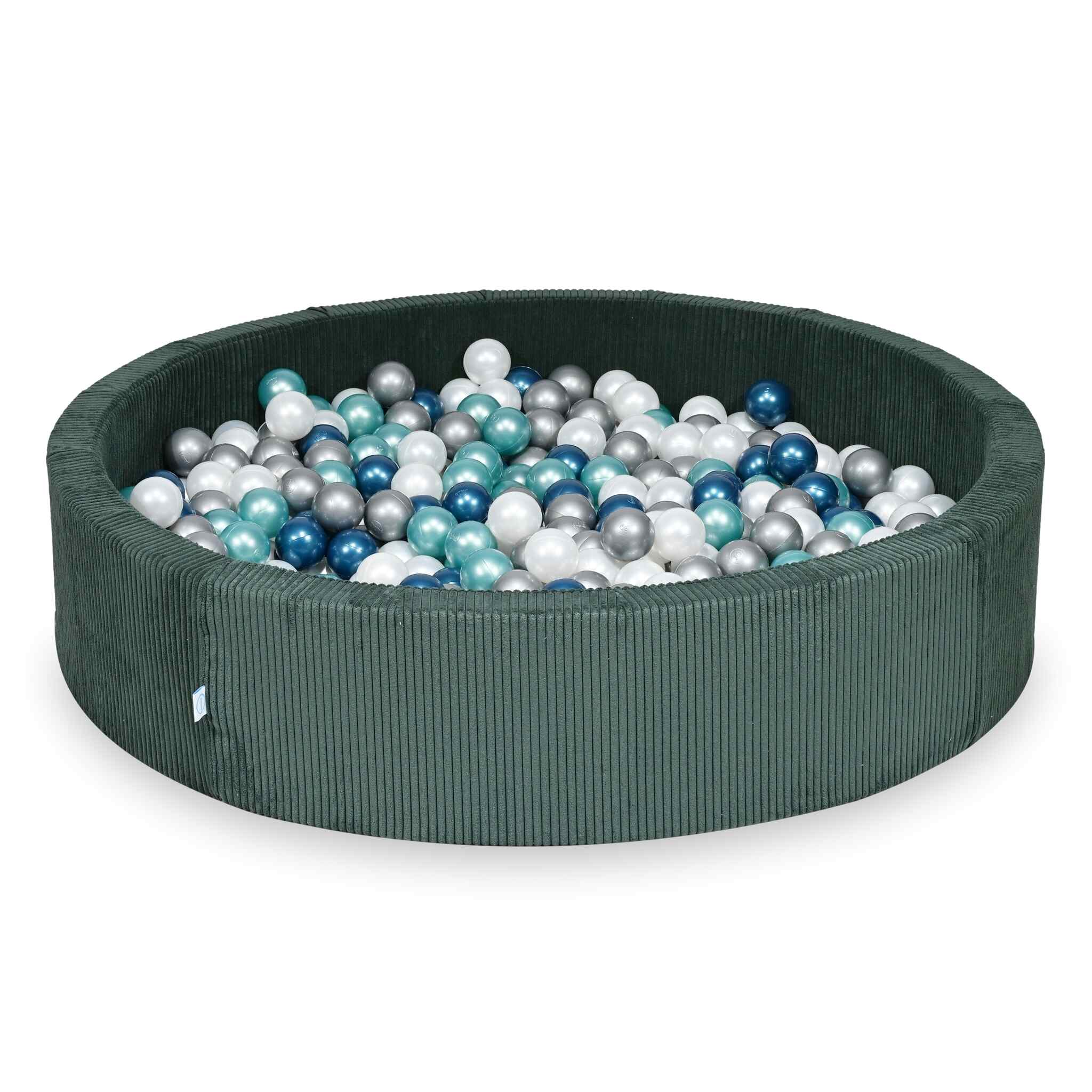 Piscine à balles en velours côtelé Vert 130x30 cm avec 600 balles