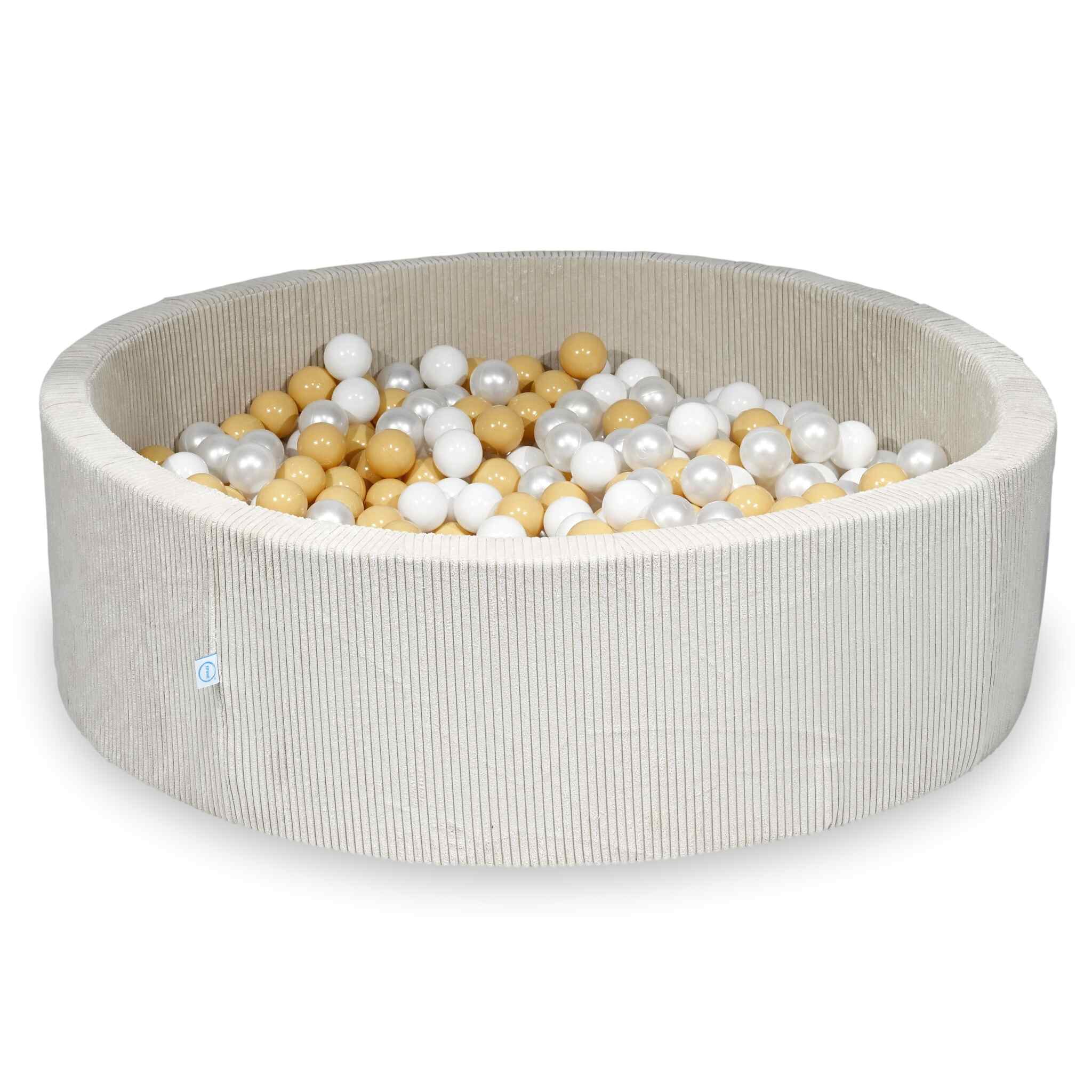 Piscine à balles en velours côtelé beige 130x40 cm avec 700 balles