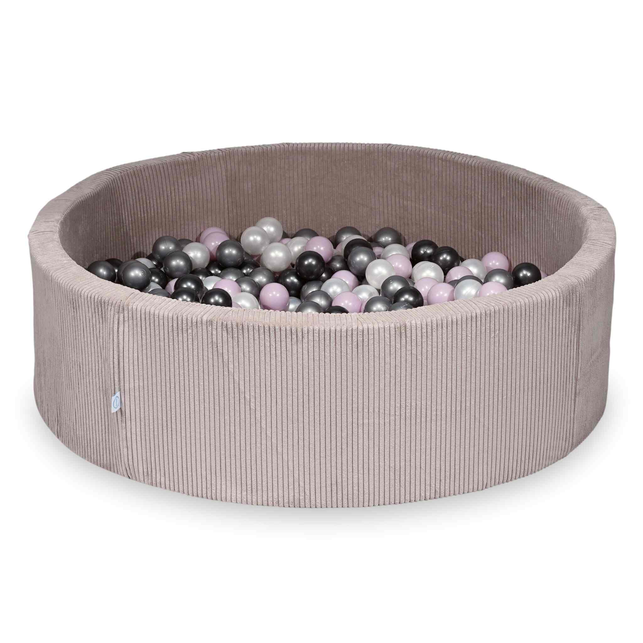 Piscine à balles en velours côtelé côtelé rose clair 130x40 cm avec 700 balles