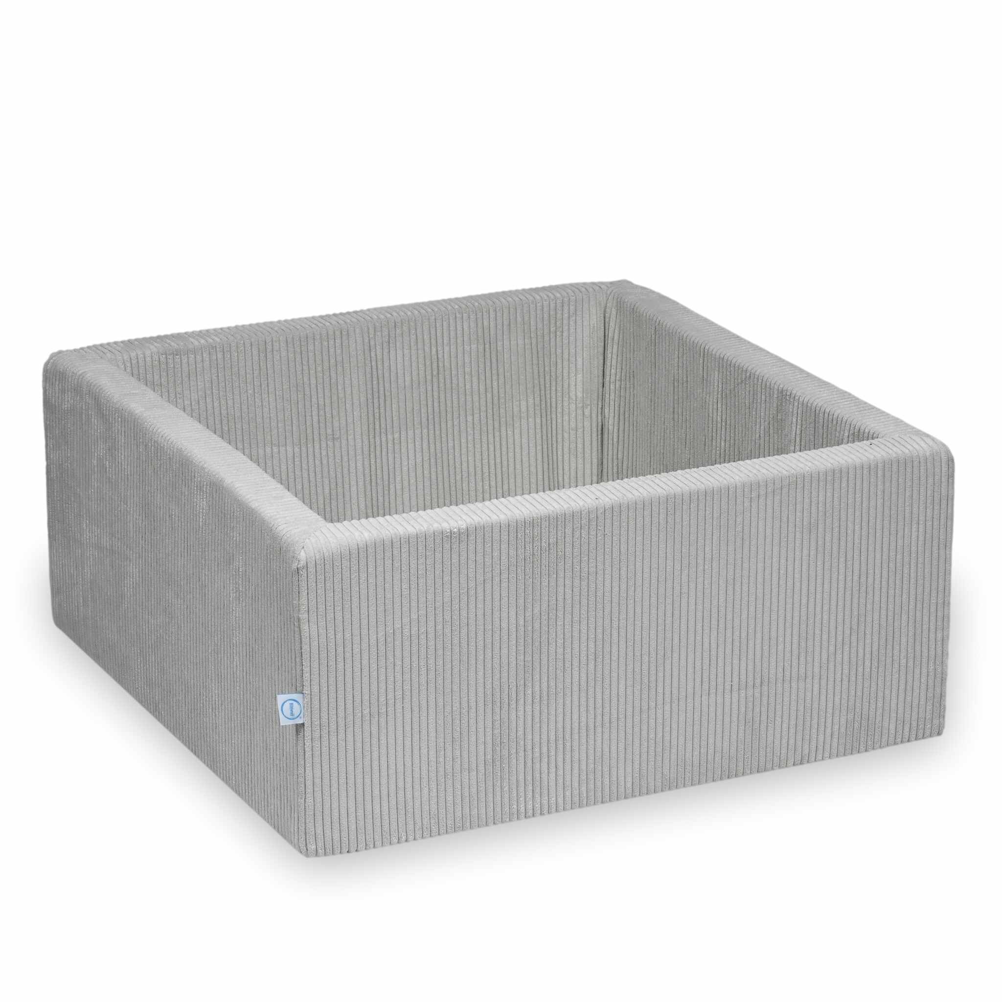 Piscine à balles carrée 90x90x40 cm velours côtelé gris sans balles