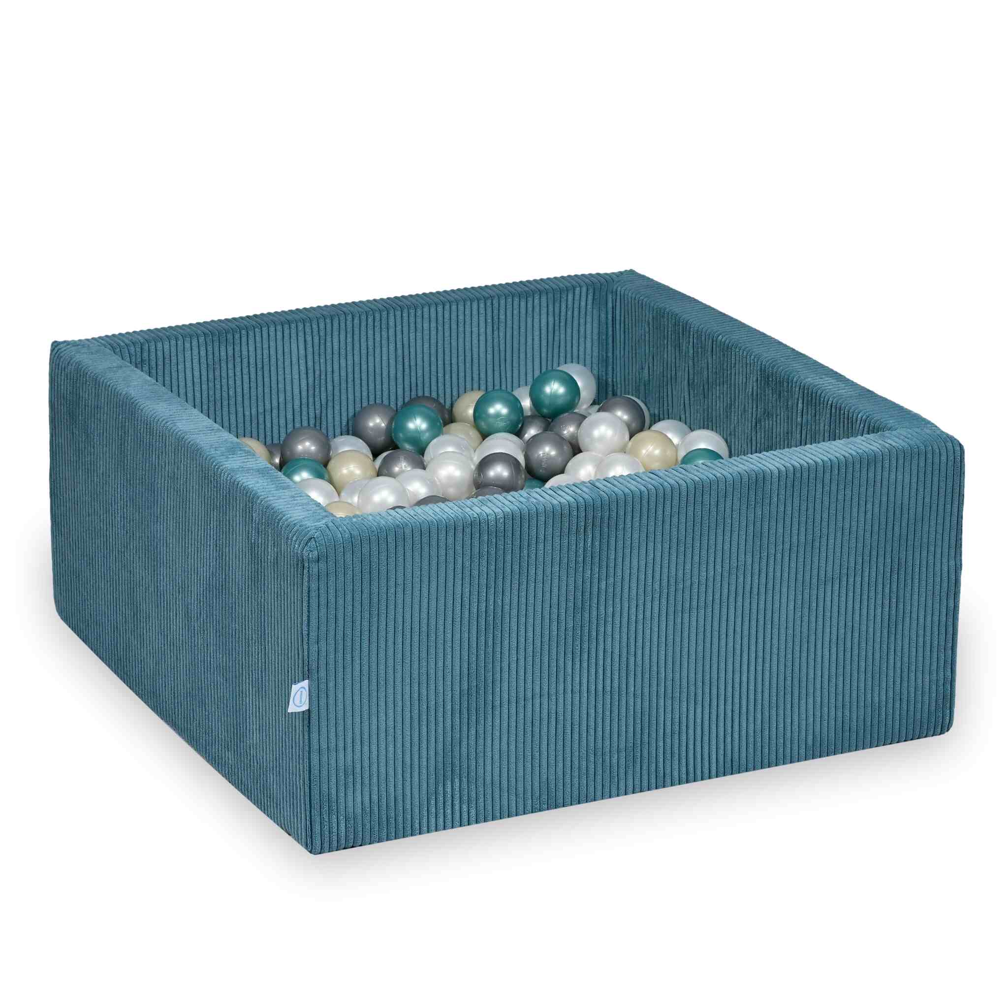 Piscine à balles carrée 90x90x40 cm en velours côtelé Bleu, 400 balles