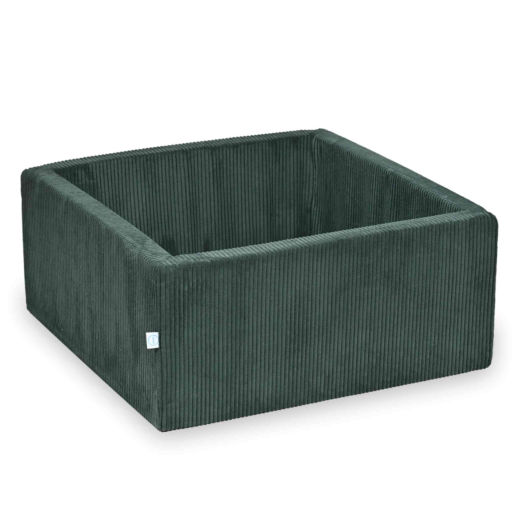 Piscine à balles carrée 90x90x40 cm velours côtelé vert sans balles