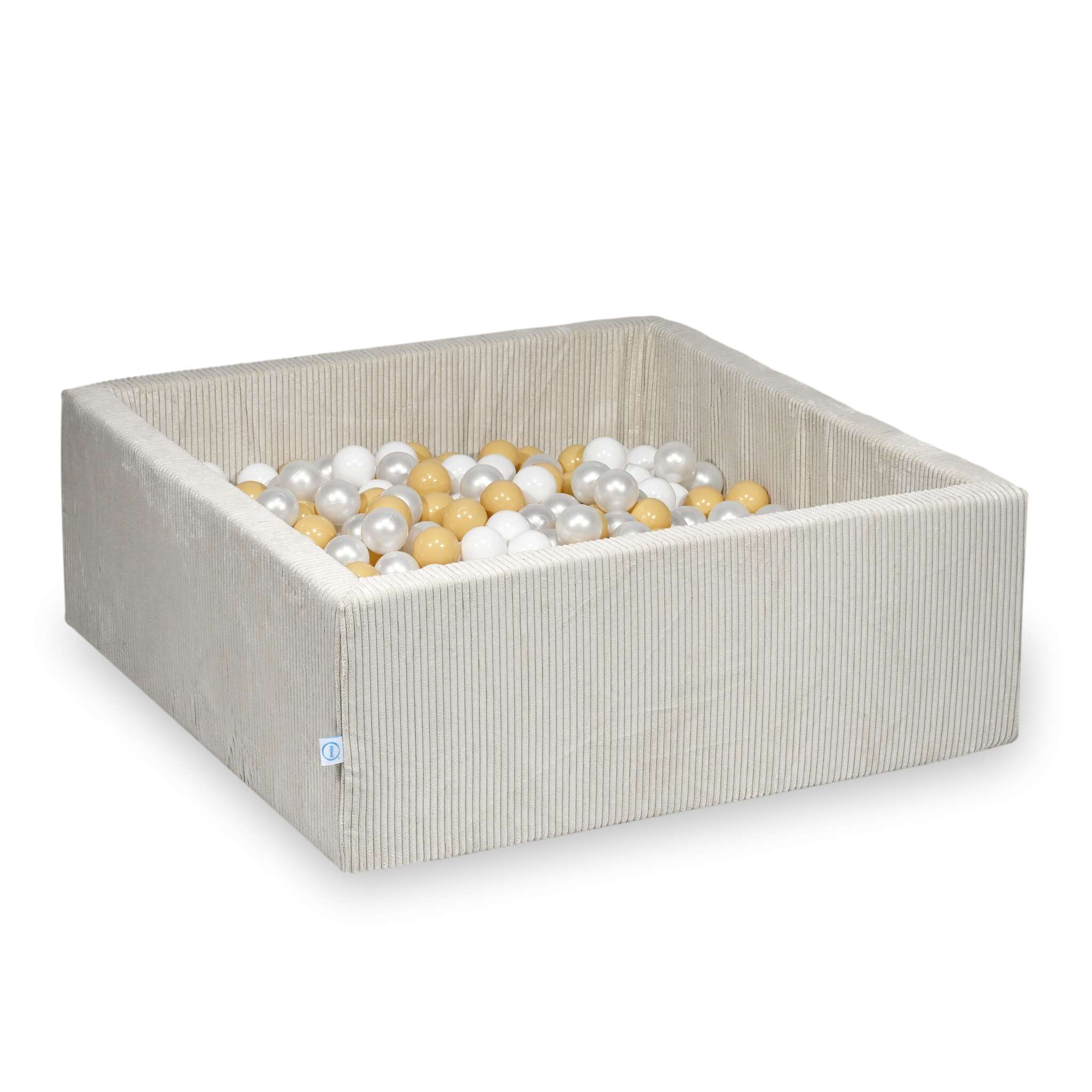 Piscine à balles carrée 110x110x40 cm en velours côtelé Beige, 600 balles