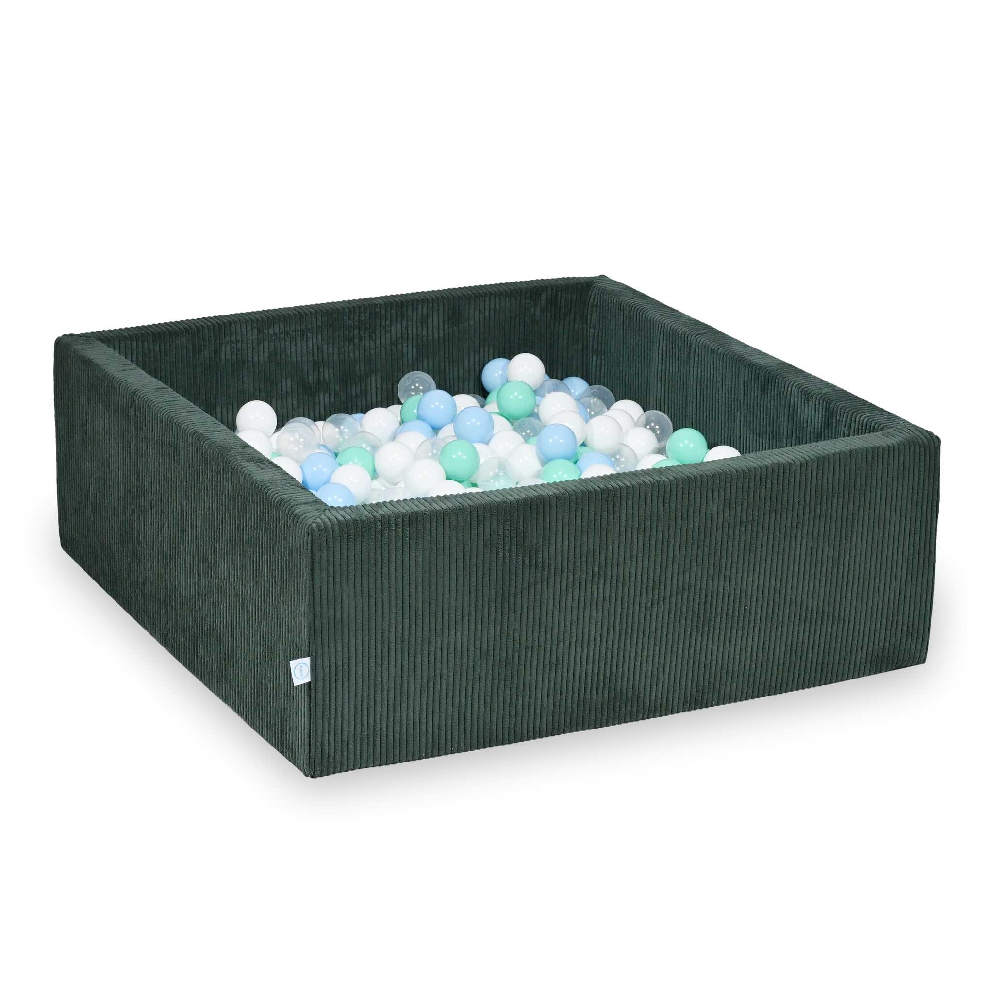 Piscine à balles carrée 110x110x40 cm en velours côtelé Vert, 600 balles