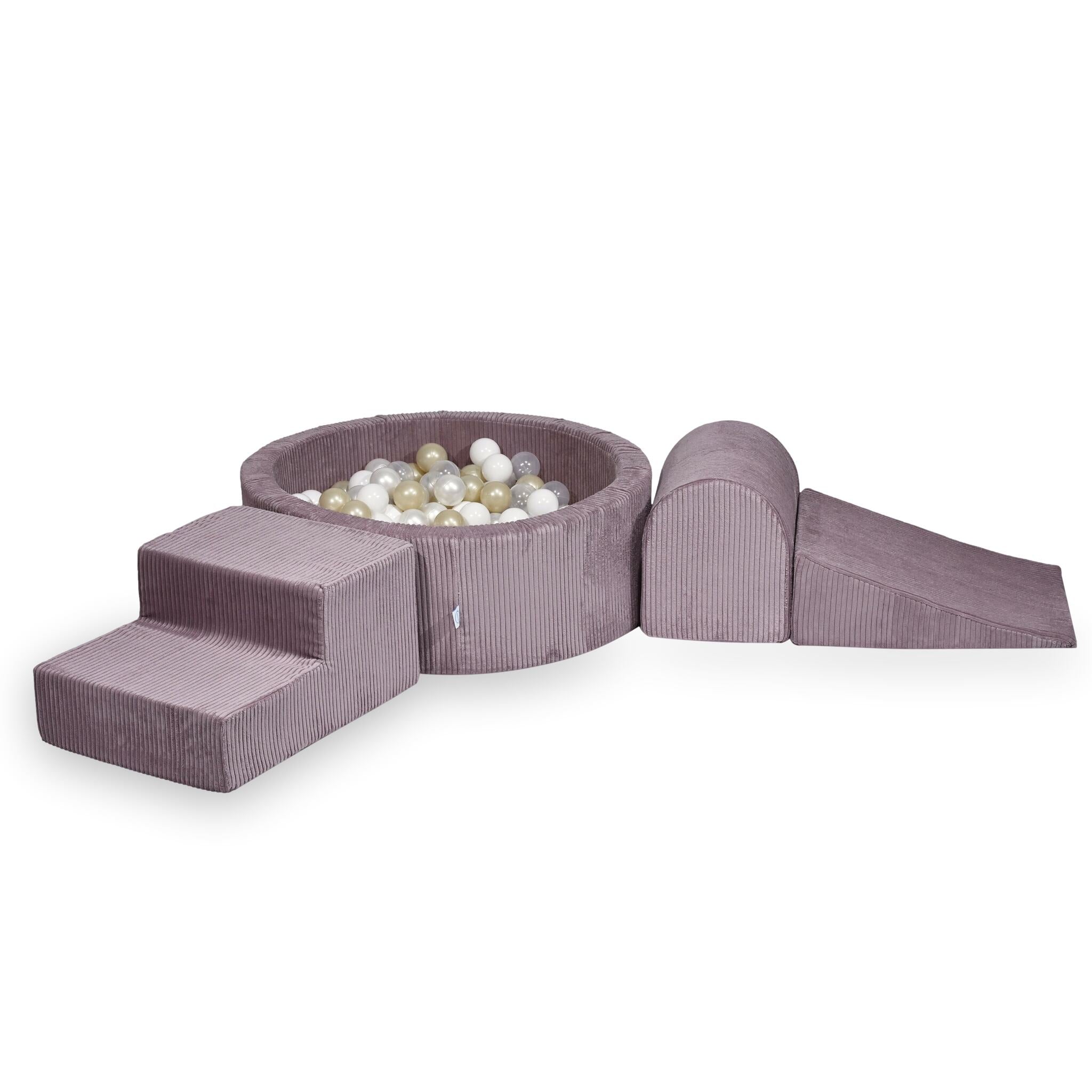 Schaumstoffspielbereich mit rundem, geripptem, lavendelfarbenem Pool (90 x 30 cm) + 200 Bällen