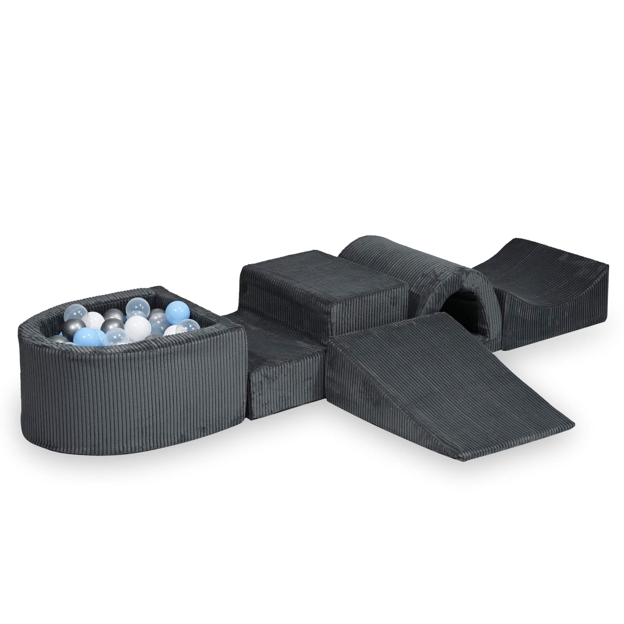 Schaumstoff-Spielbereich mit Brücke und mikrogeripptem Graphitbecken + 100 Bälle