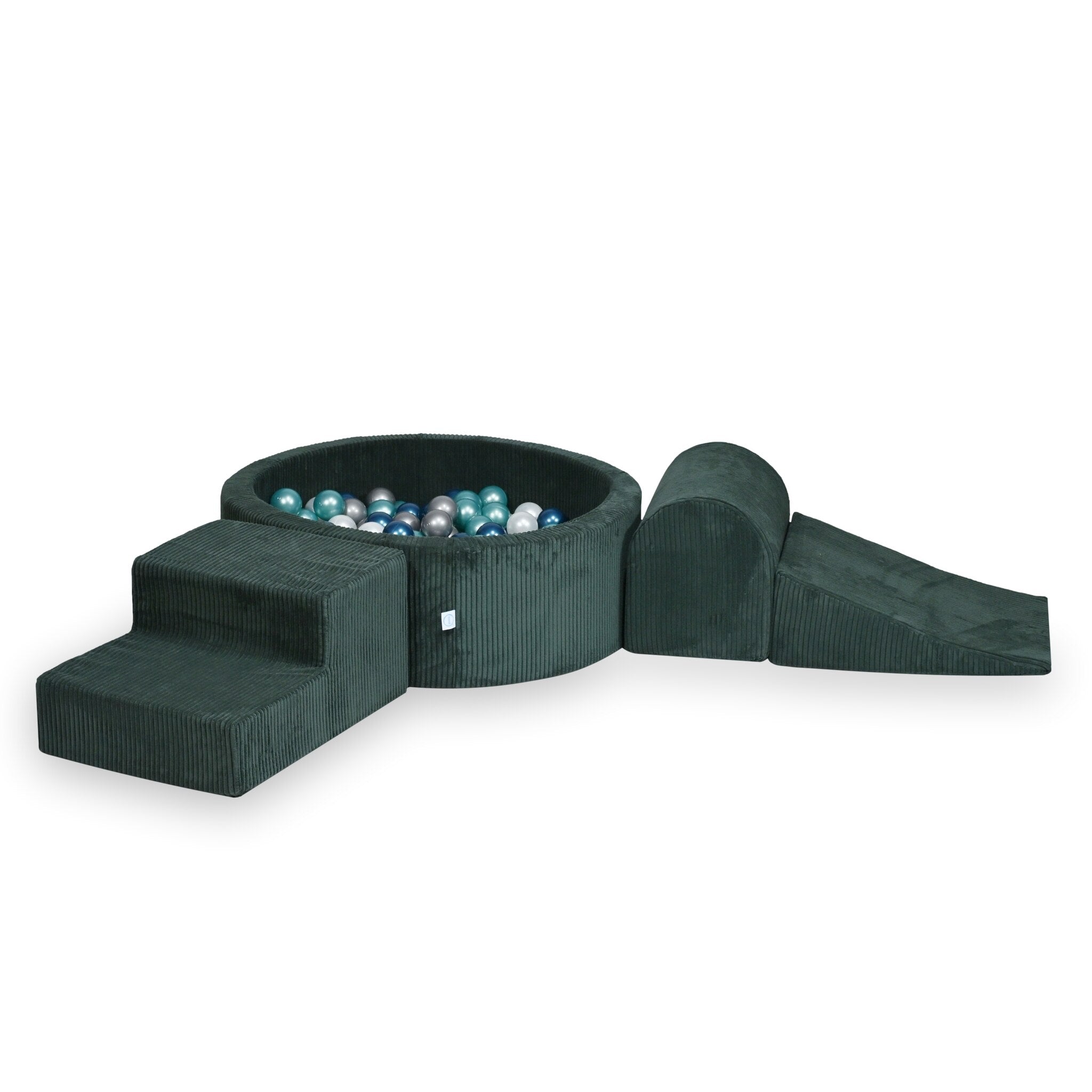 Schaumstoffspielbereich mit rundem, 90x30 cm großem, grün geripptem Pool + 200 Bällen