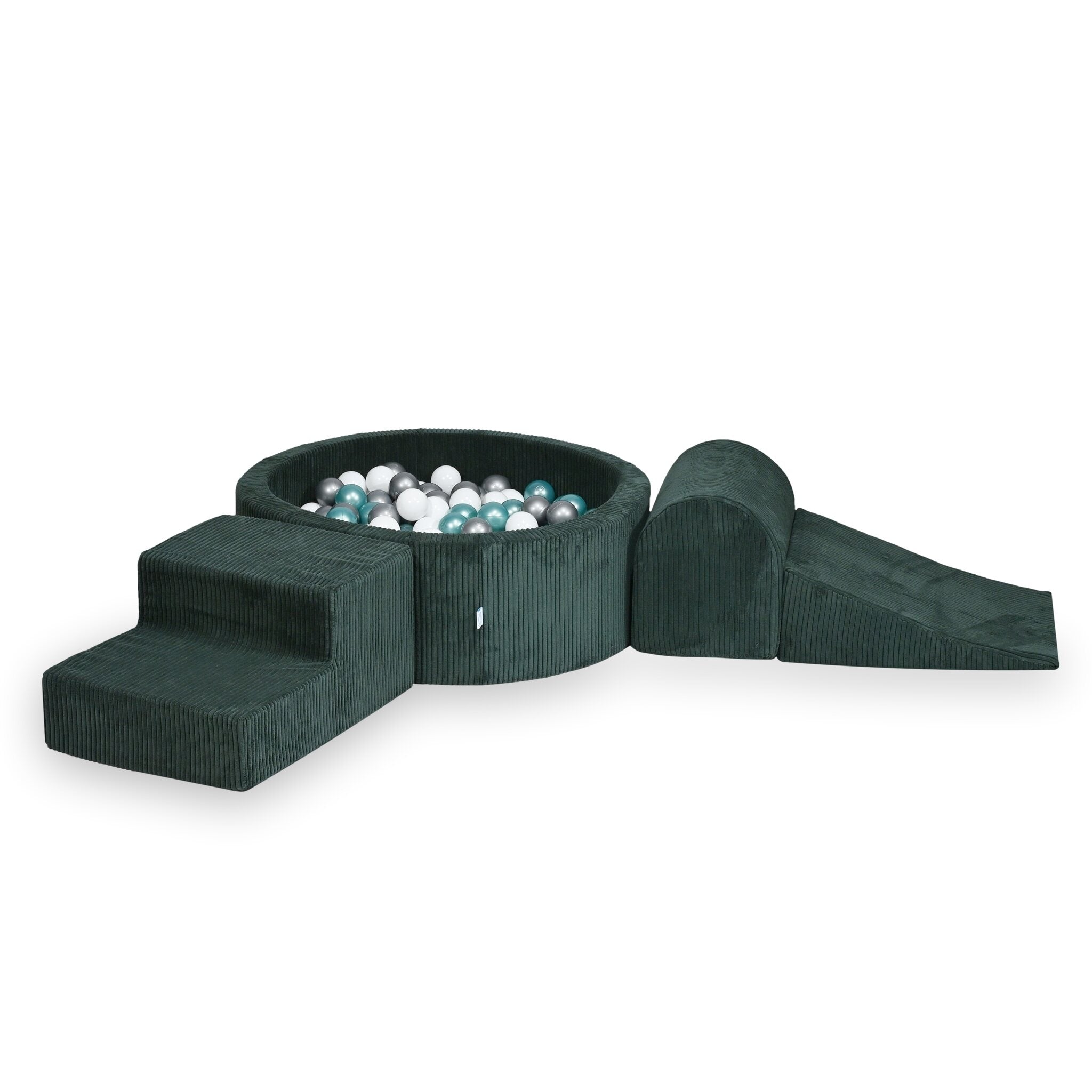 Schaumstoffspielbereich mit rundem, 90x30 cm großem, grün geripptem Pool + 200 Bällen