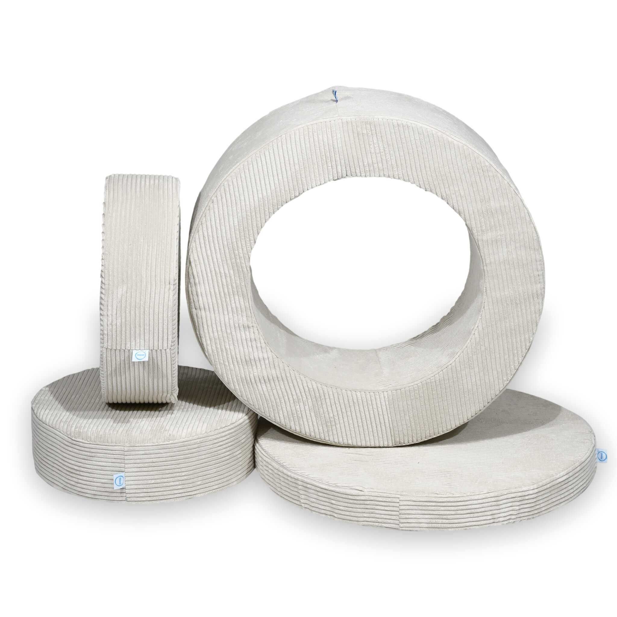 Donut Pouf Modularer 4-teiliger Spielpouf aus Cord