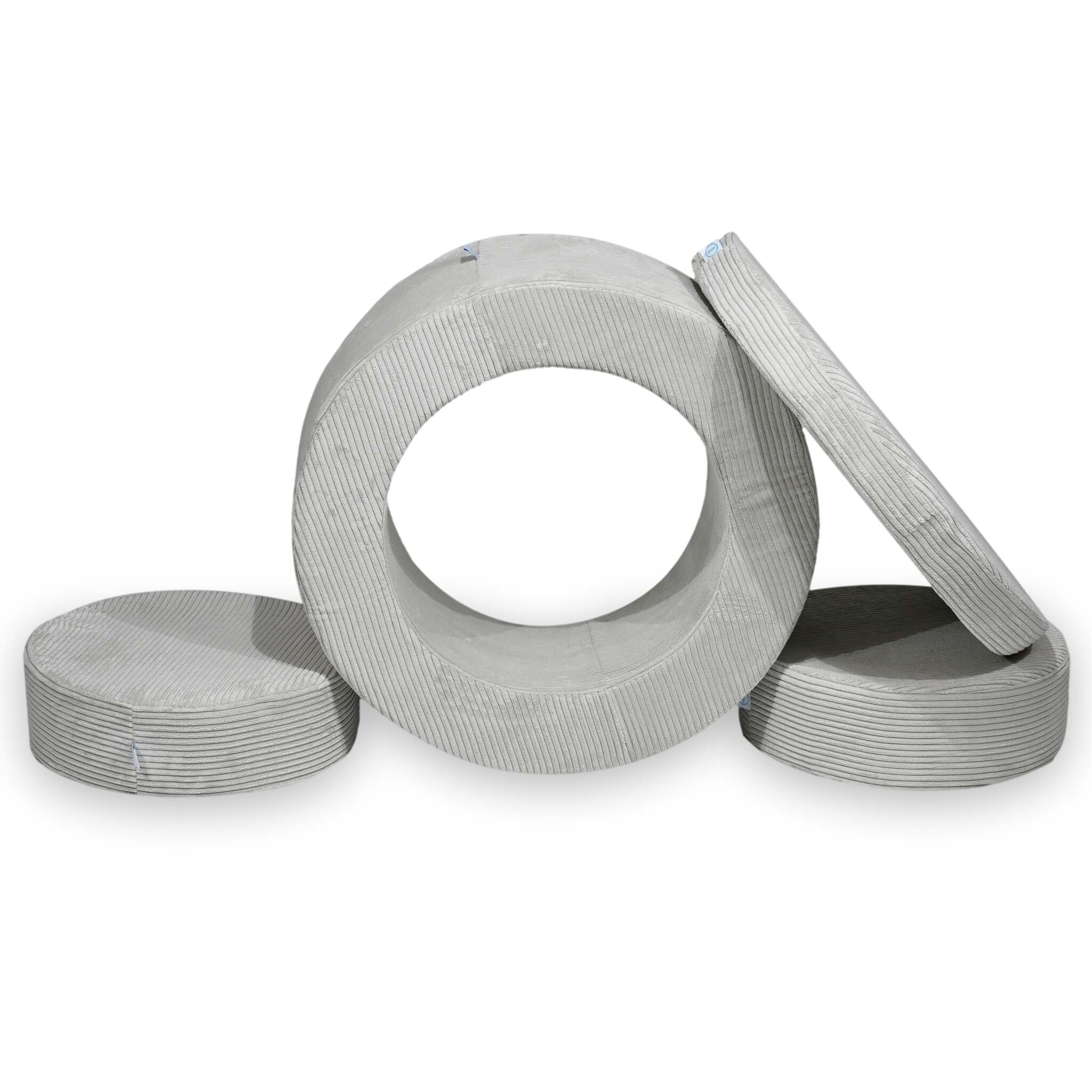 Donut Pouf Modularer 4-teiliger Spielpouf aus Cord