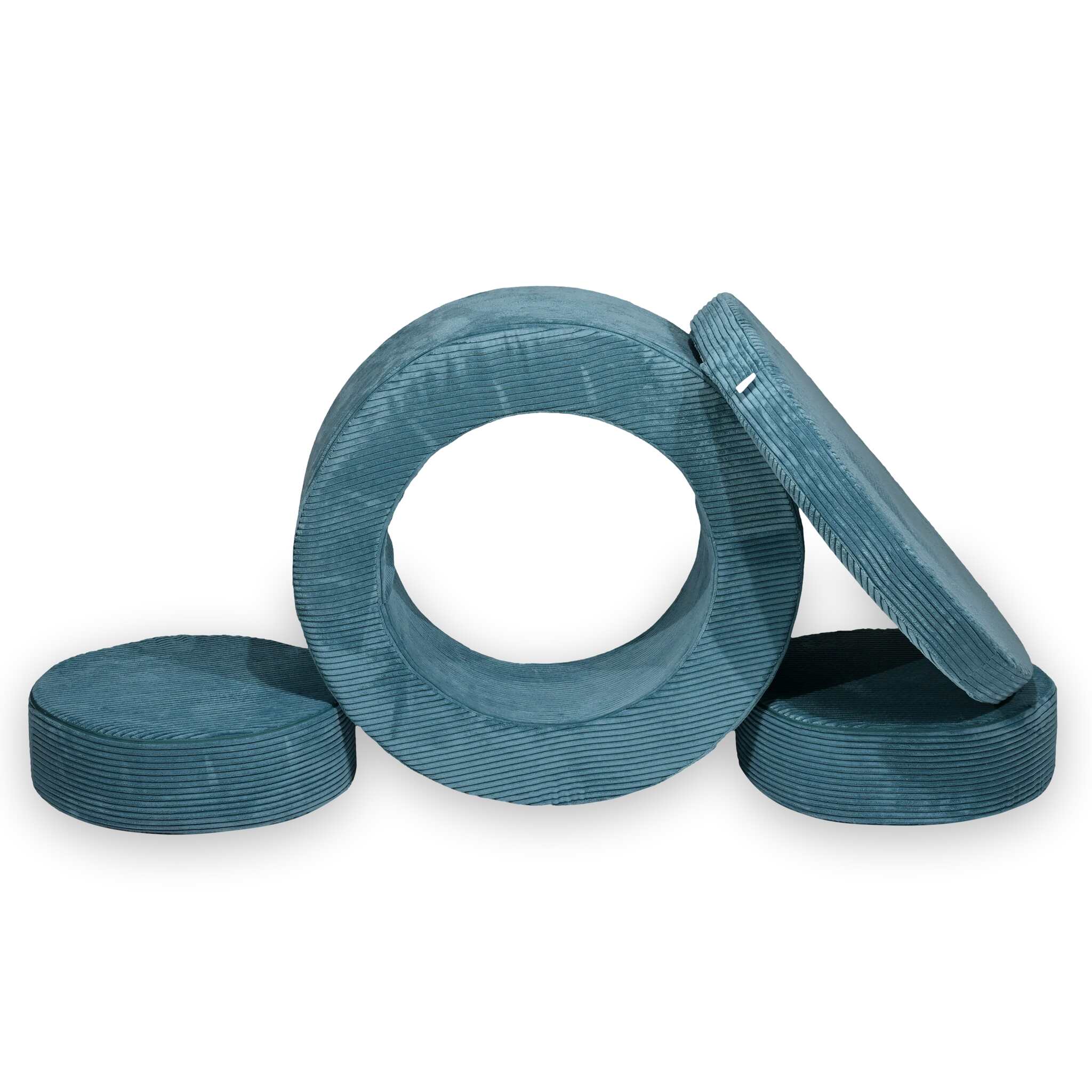 Donut Pouf Modularer 4-teiliger Spielpouf aus Cord