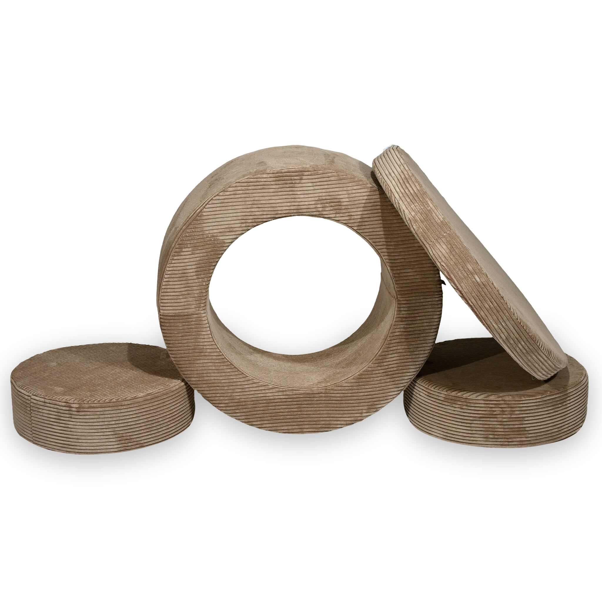 Donut Pouf Modularer 4-teiliger Spielpouf aus Cord
