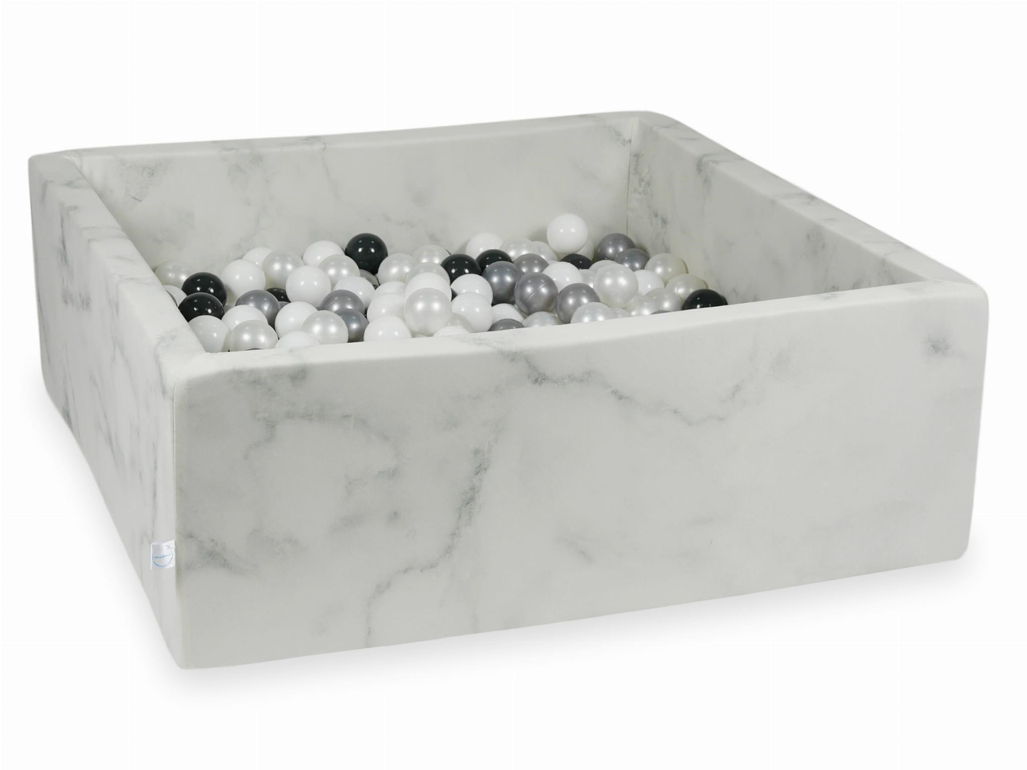 Kugelbad aus Marmor 110x110x40 mit 600 Kugeln (weiß, perlmuttfarben, silber, graphitfarben)