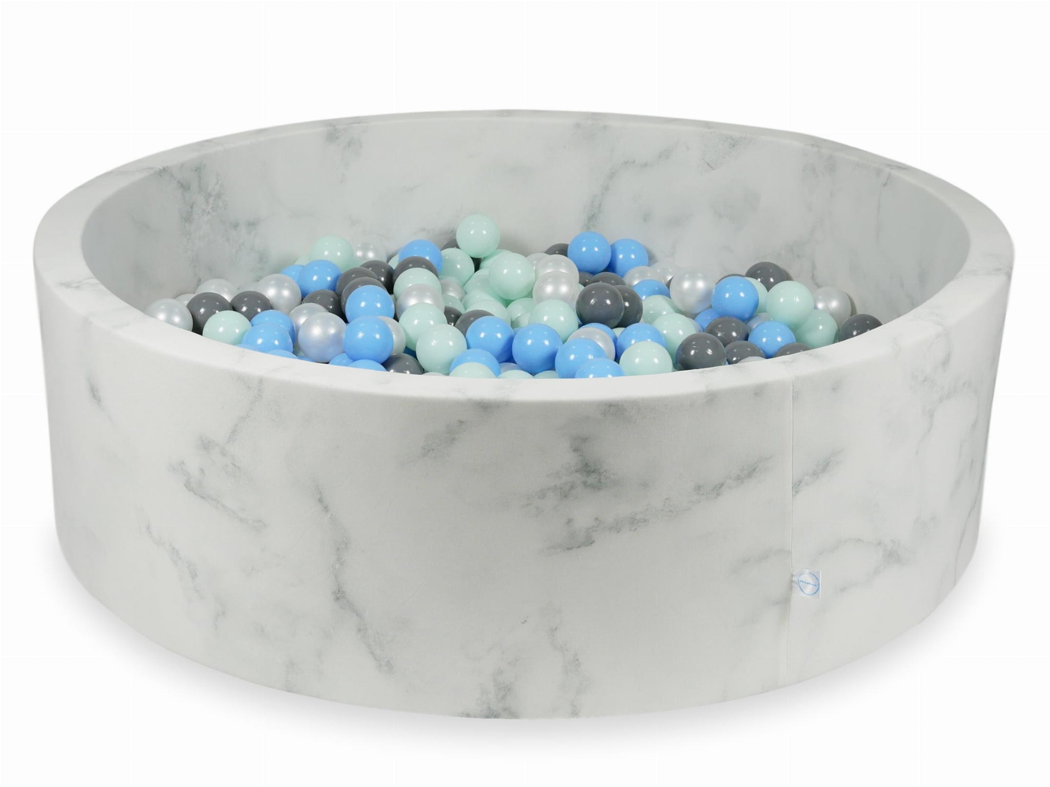 Kugelbad aus Marmor 130x40 mit 700 Kugeln (hellgrün, hellblau, grau, perlmuttfarben)