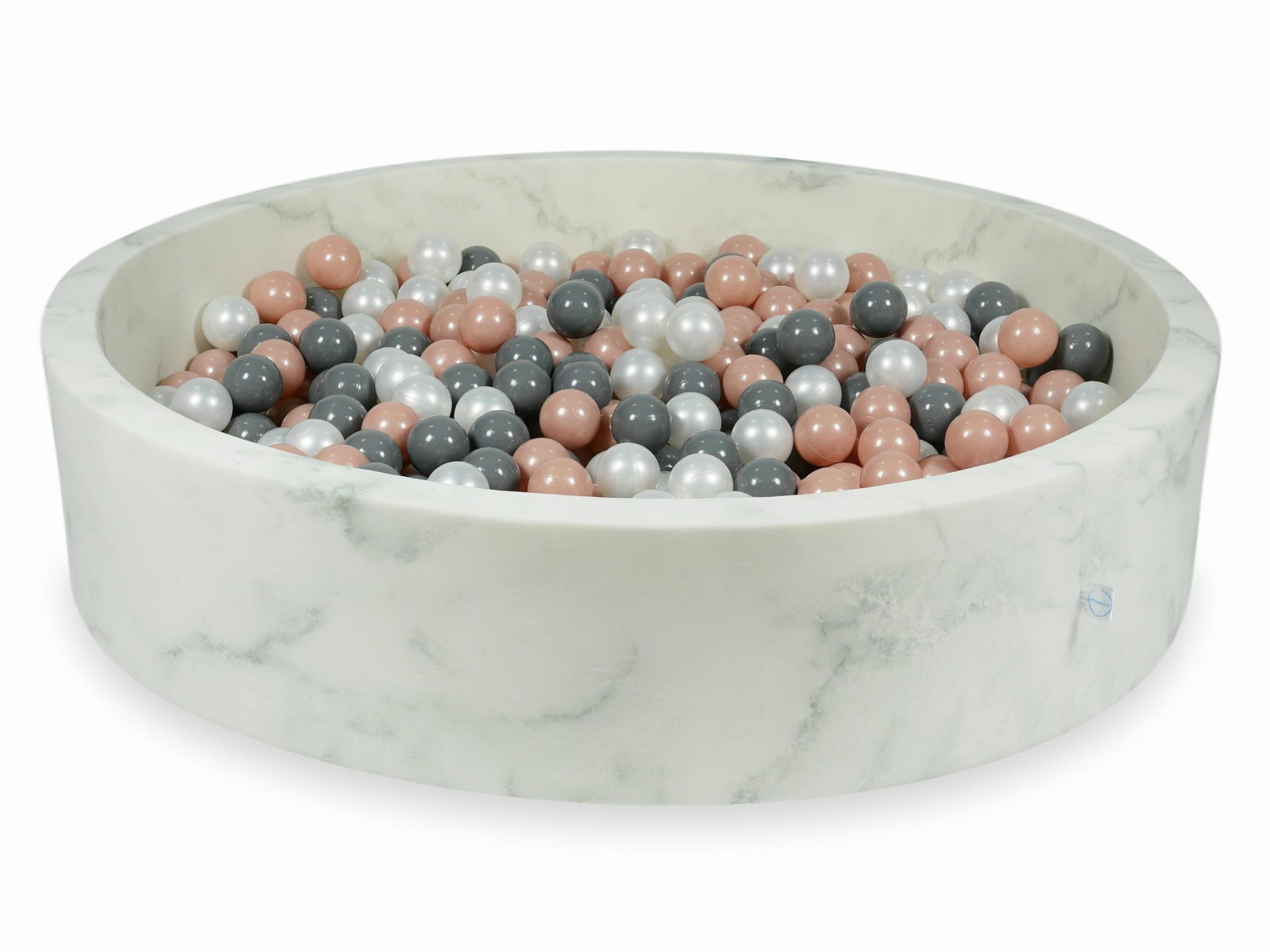 Marmor-Bällebad 130x30 mit 600 Bällen (Roségold, Grau, Perlmutt)