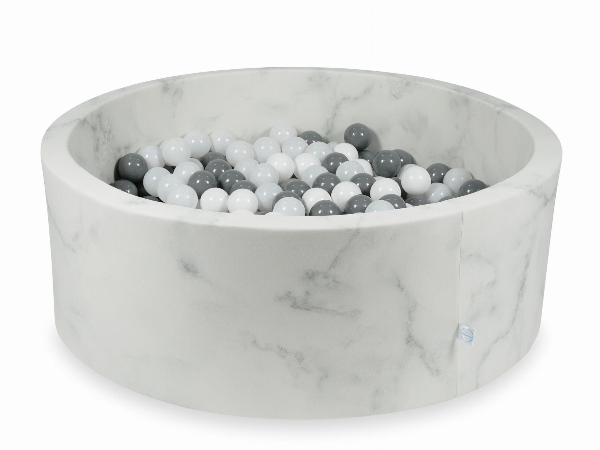 Kugelbad aus Marmor 110x40 mit 500 Kugeln (weiß, grau, weißer Pullover)