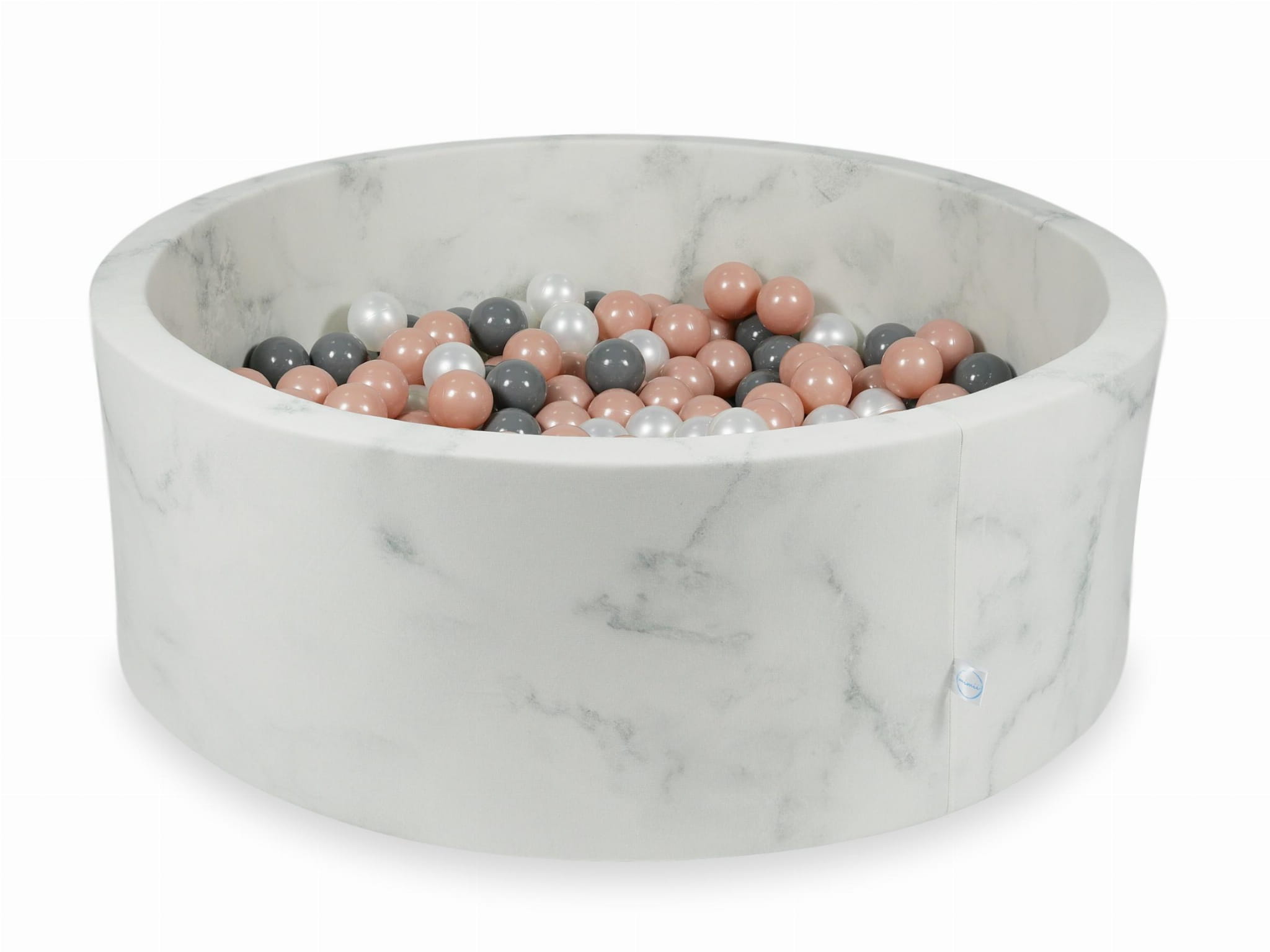 Bällebad aus Marmor, 110 x 40 cm, mit 500 Bällen (Roségold, Grau, Perlmutt)