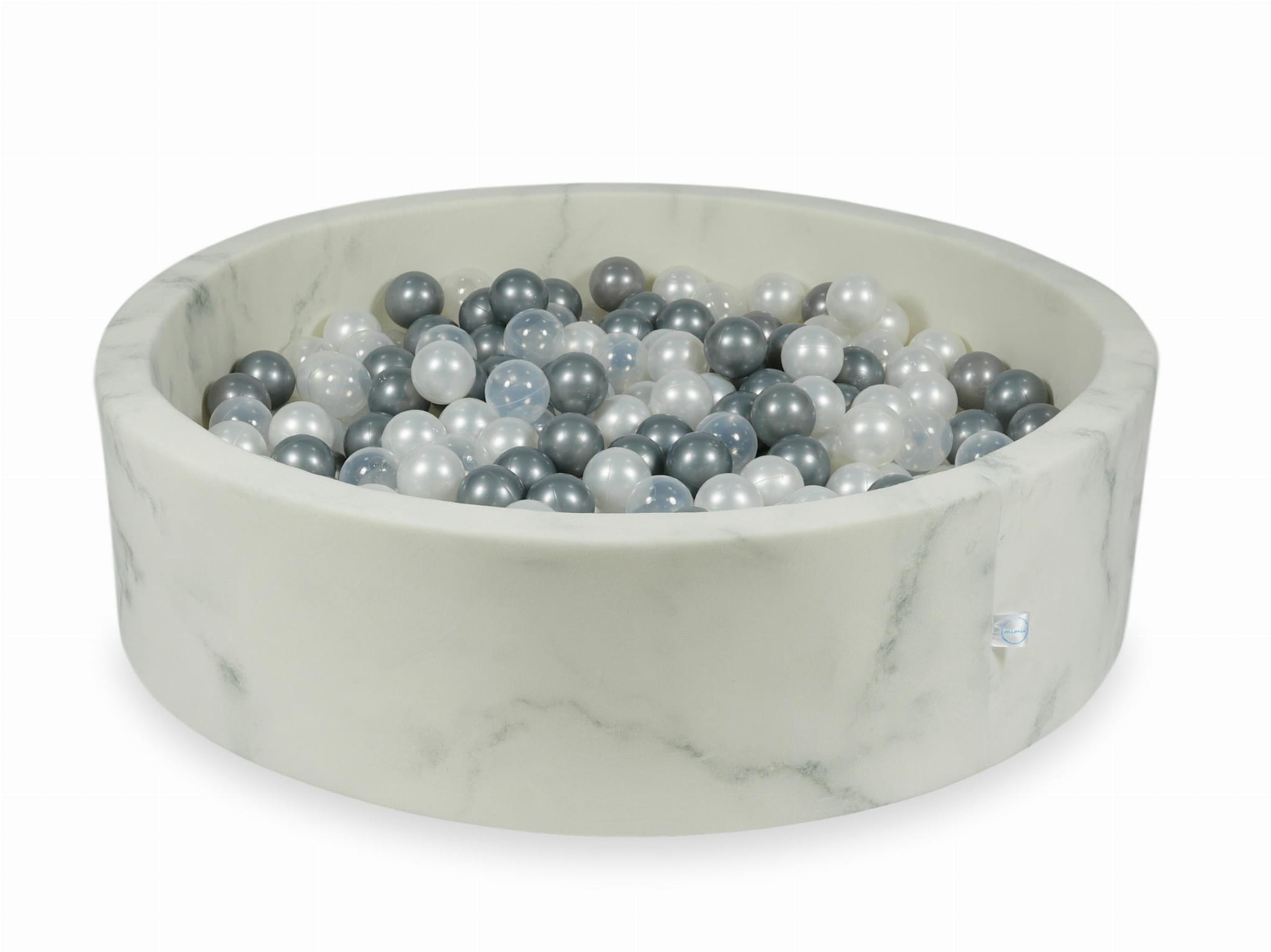 Kugelbad aus Marmor 110x30 mit 400 Kugeln (Perlmutt, transparent, silber)