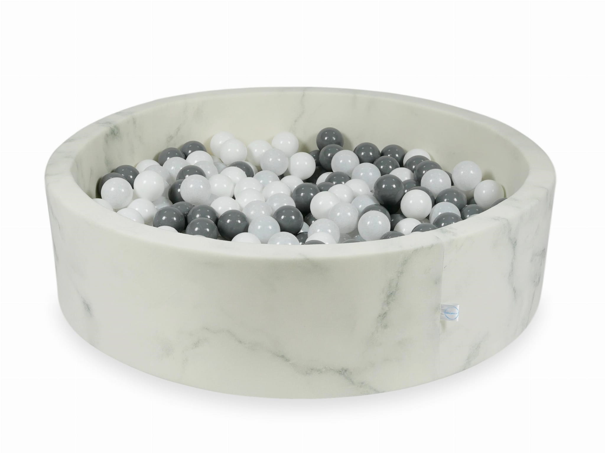 Kugelbad aus Marmor 110x30 mit 400 Kugeln (weiß, grau, weißer Pullover)