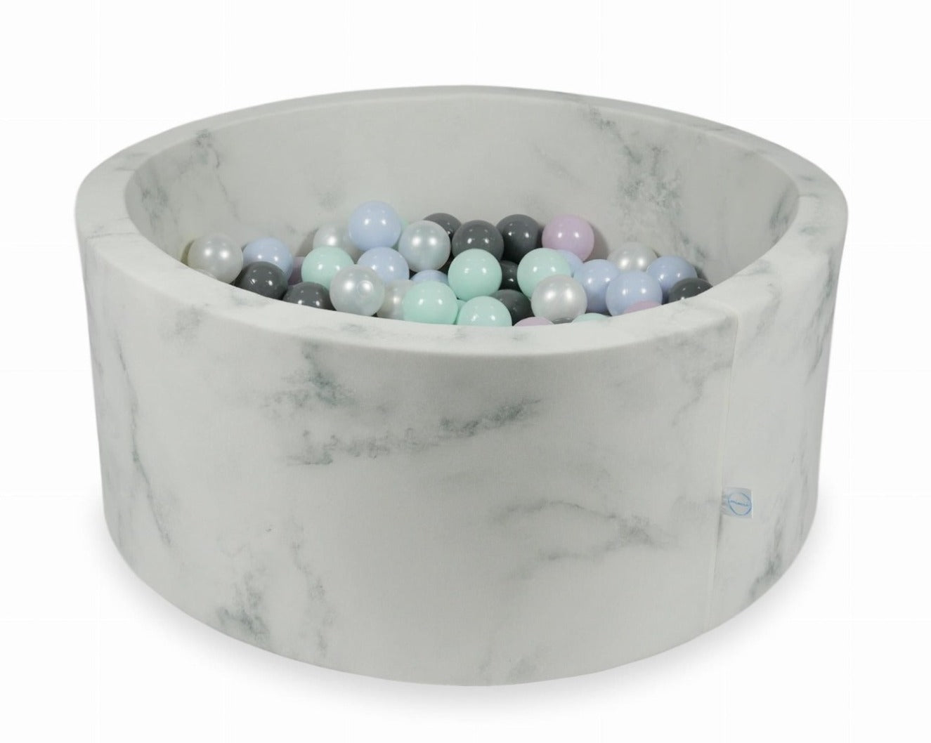 Kugelbad aus Marmor, 90x40 cm, mit 300 Kugeln (hellmint, hellperlmuttrosa, hellperlblau, perlmuttfarben, grau)