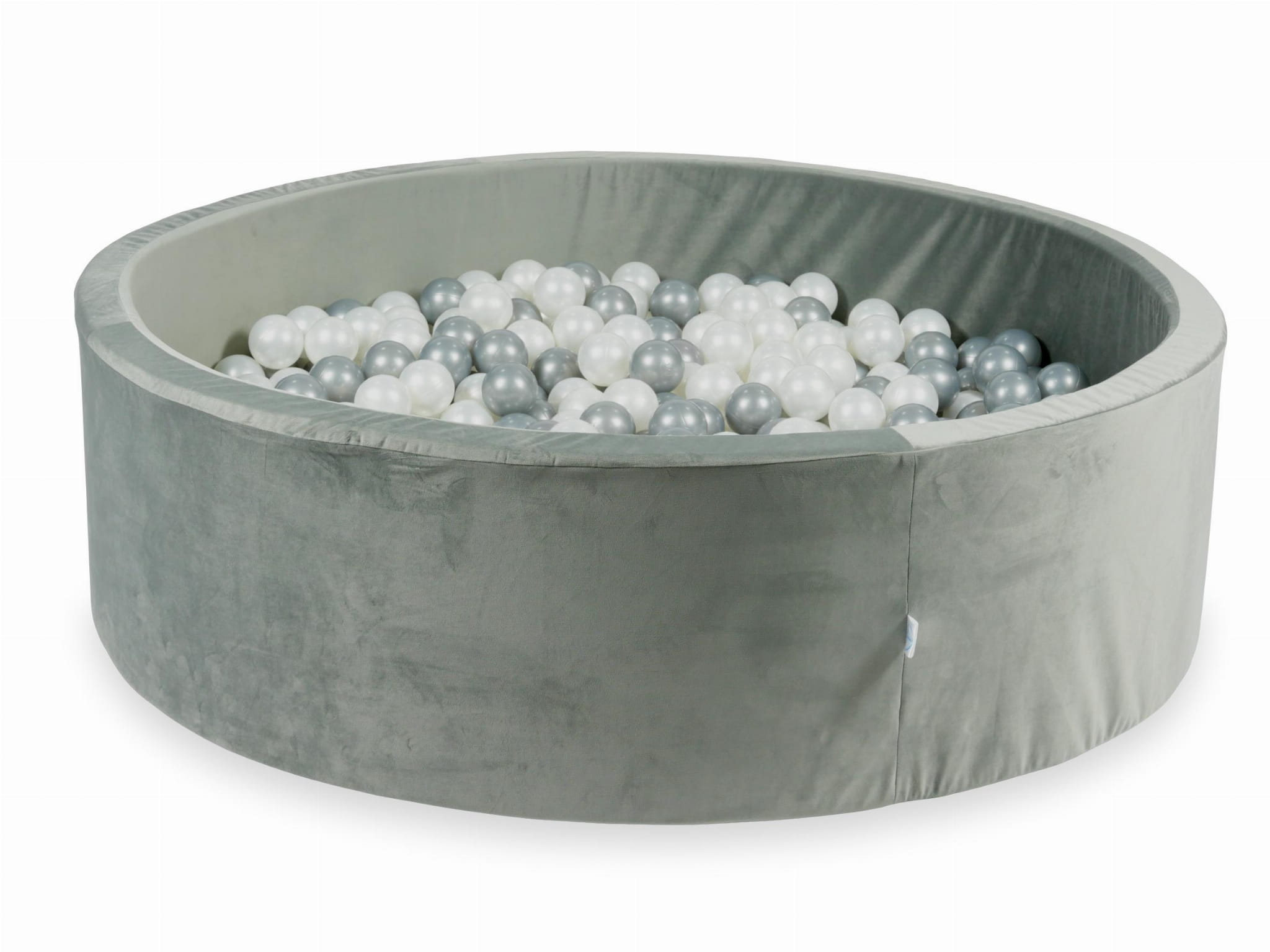 130x40 Samtgraues Bällebad mit 700 Bällen (Perlmutt, Silber)