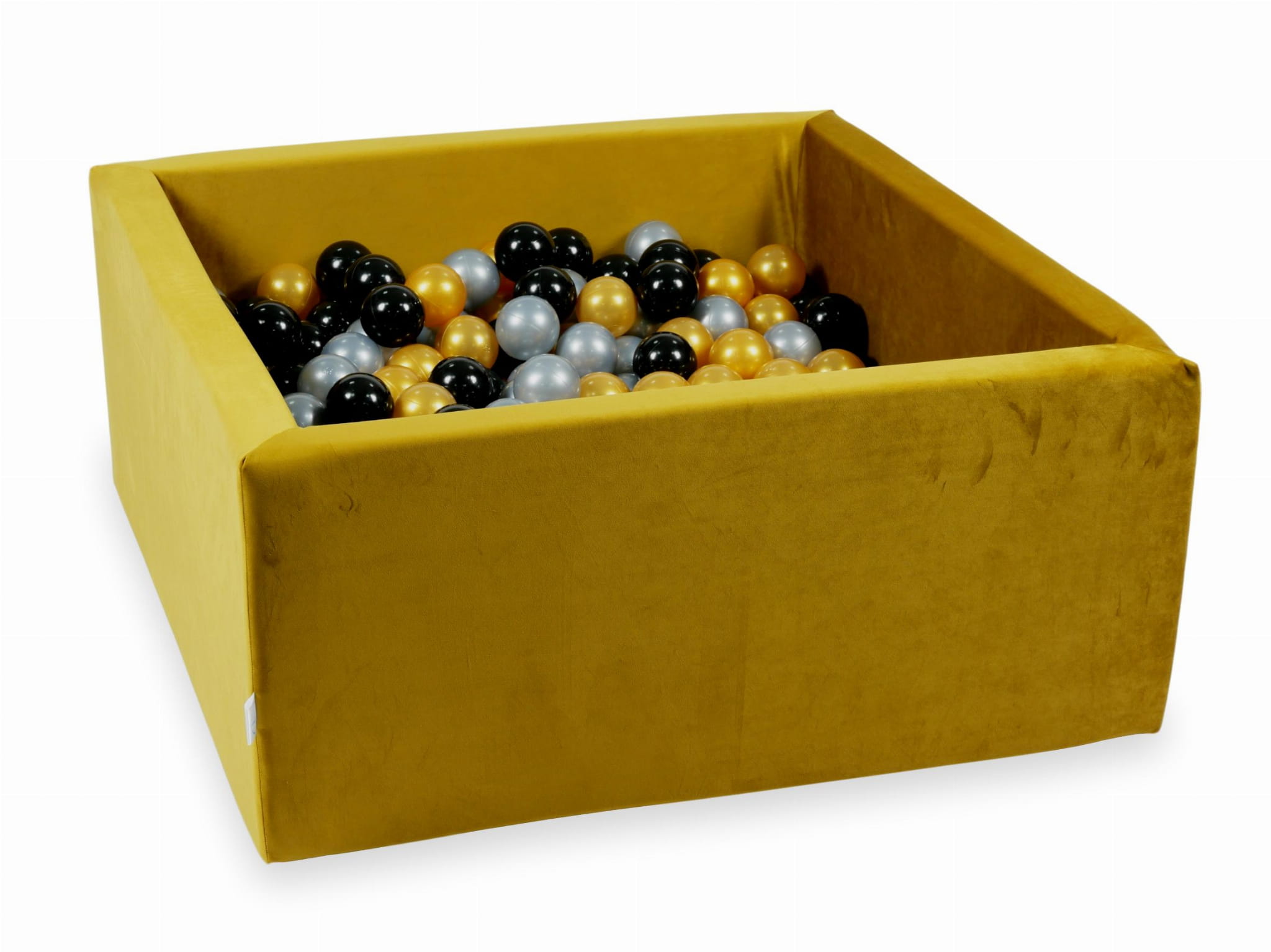 90x90x40 Samt-Gold-Bällebad mit 400 Bällen (silber, gold, schwarz)