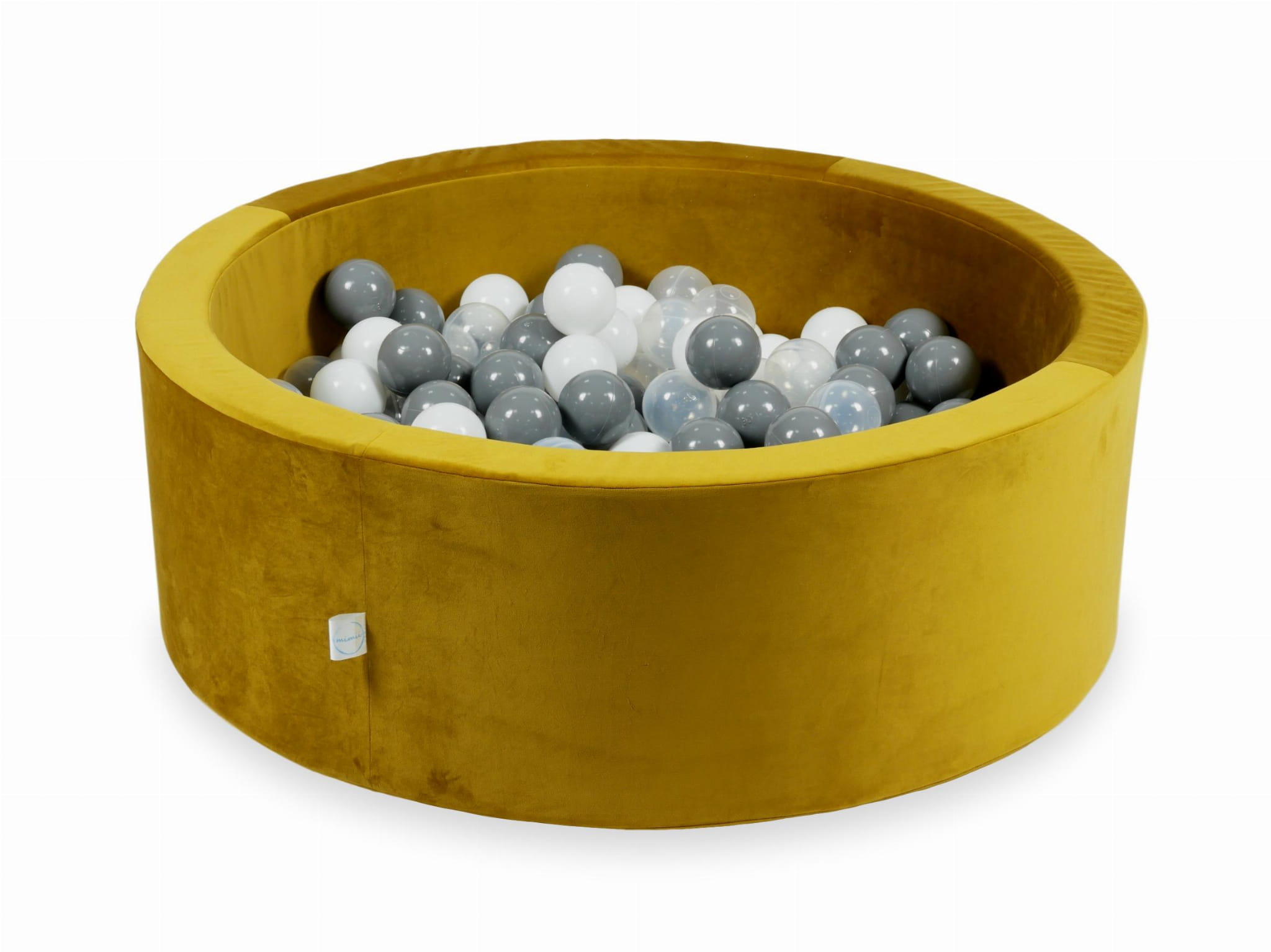 90x30 Samt-Gold-Bällebad mit 200 Bällen (Weiß, Grau, Transparent)