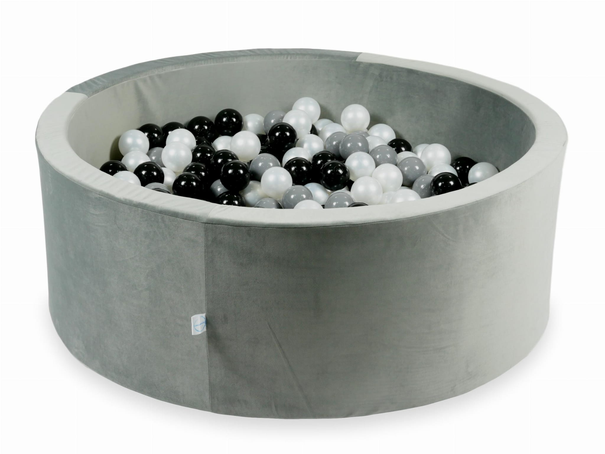 110x40 Samt-Bällebad in Grau mit 500 Bällen (Schwarz, Grau, Perlmutt)