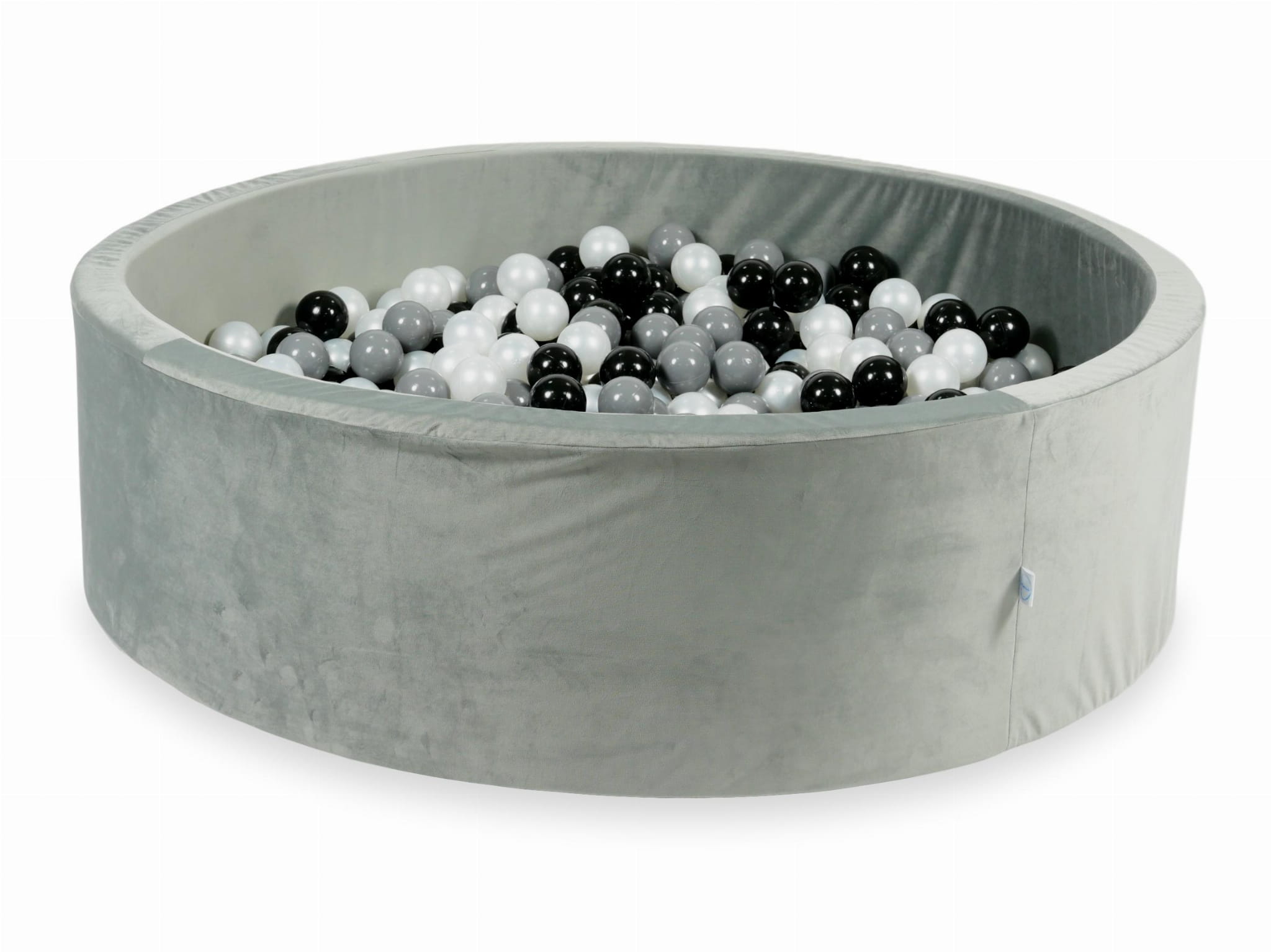 130x40 Samtgraues Bällebad mit 700 Bällen (Schwarz, Grau, Perlmutt)