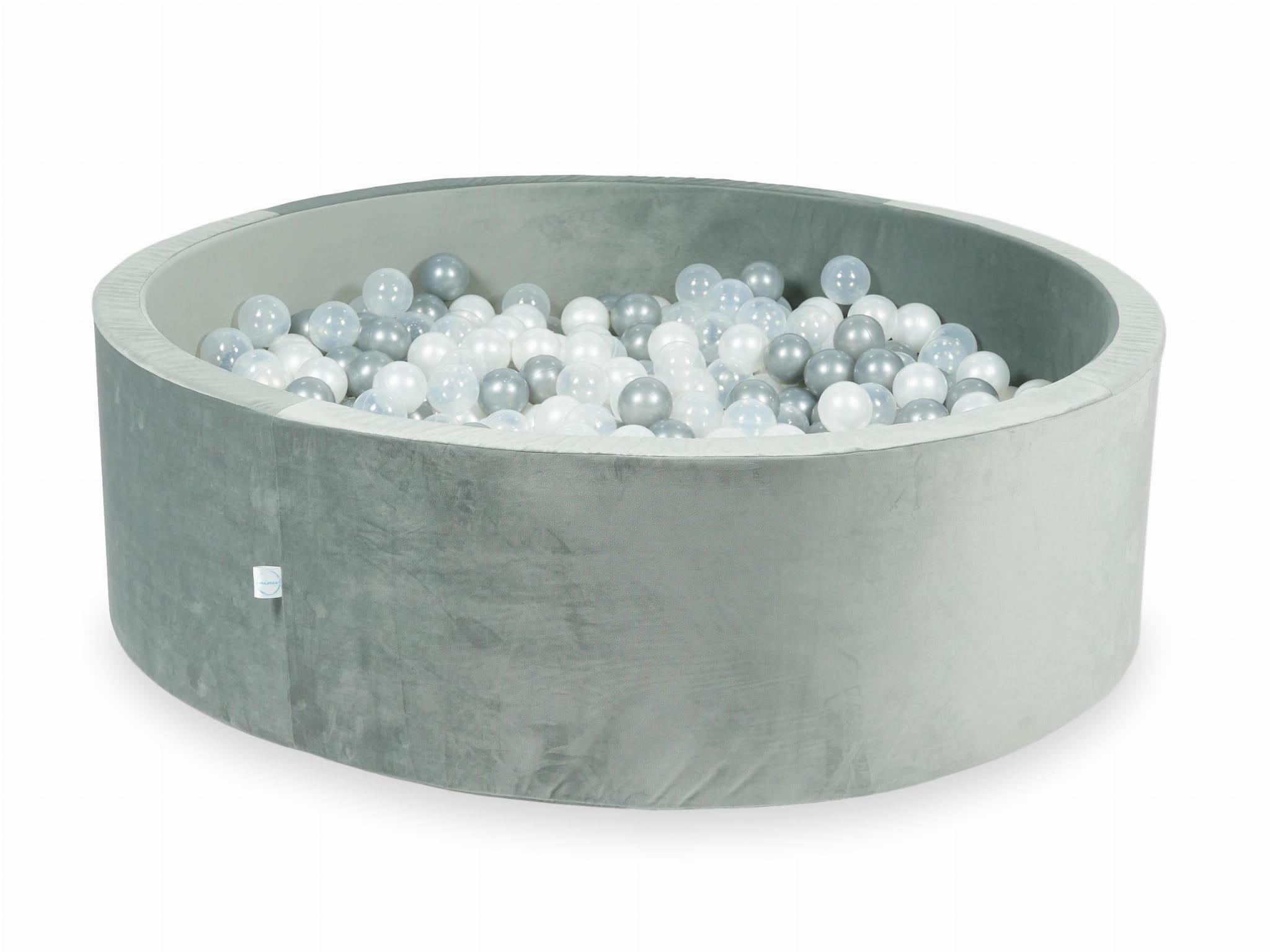 130x40 Samtgraues Bällebad mit 700 Bällen (Transparent, Perlmutt, Silber)