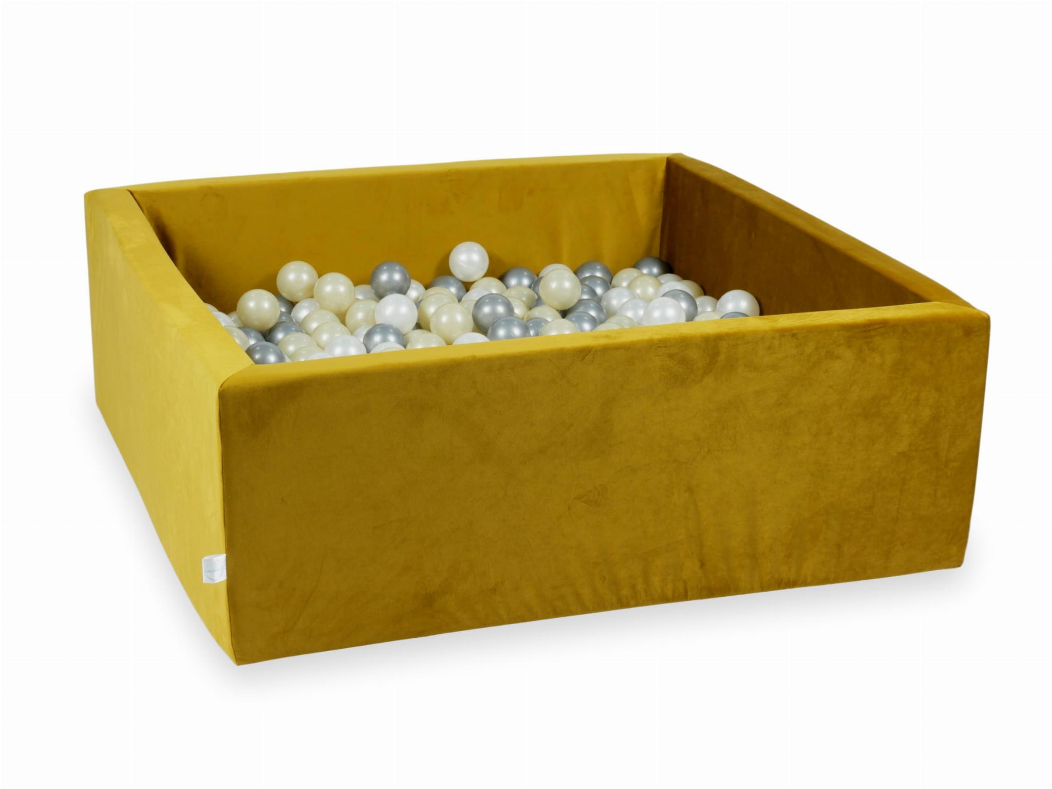 110x110x40 Samt-Gold-Bällebad mit 600 Bällen (Hellgold, Silber, Perlmutt)