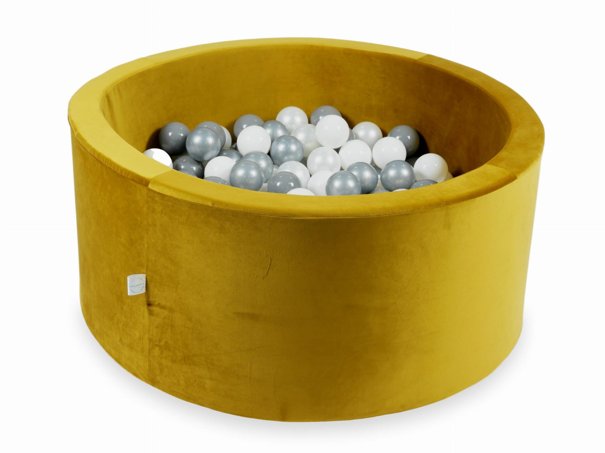 90x40 Samt-Gold-Bällebad mit 300 Bällen (Weiß, Silber, Perlmutt, Grau)