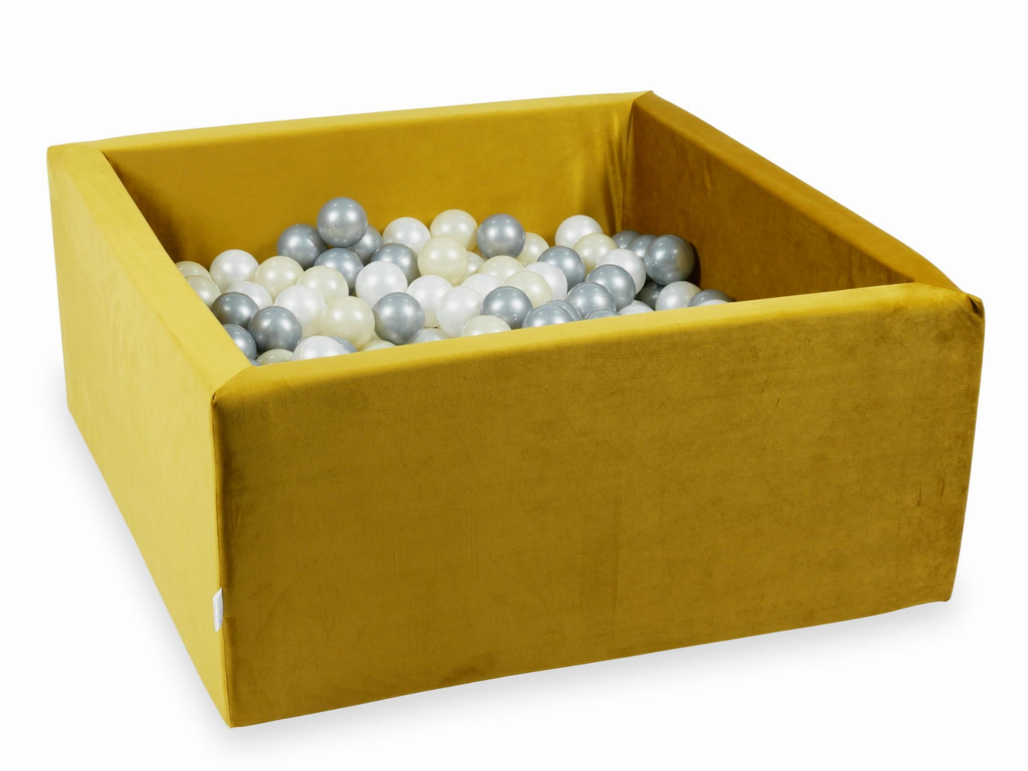 90x90x40 Samt-Gold-Bällebad mit 400 Bällen (Hellgold, Silber, Perlmutt)