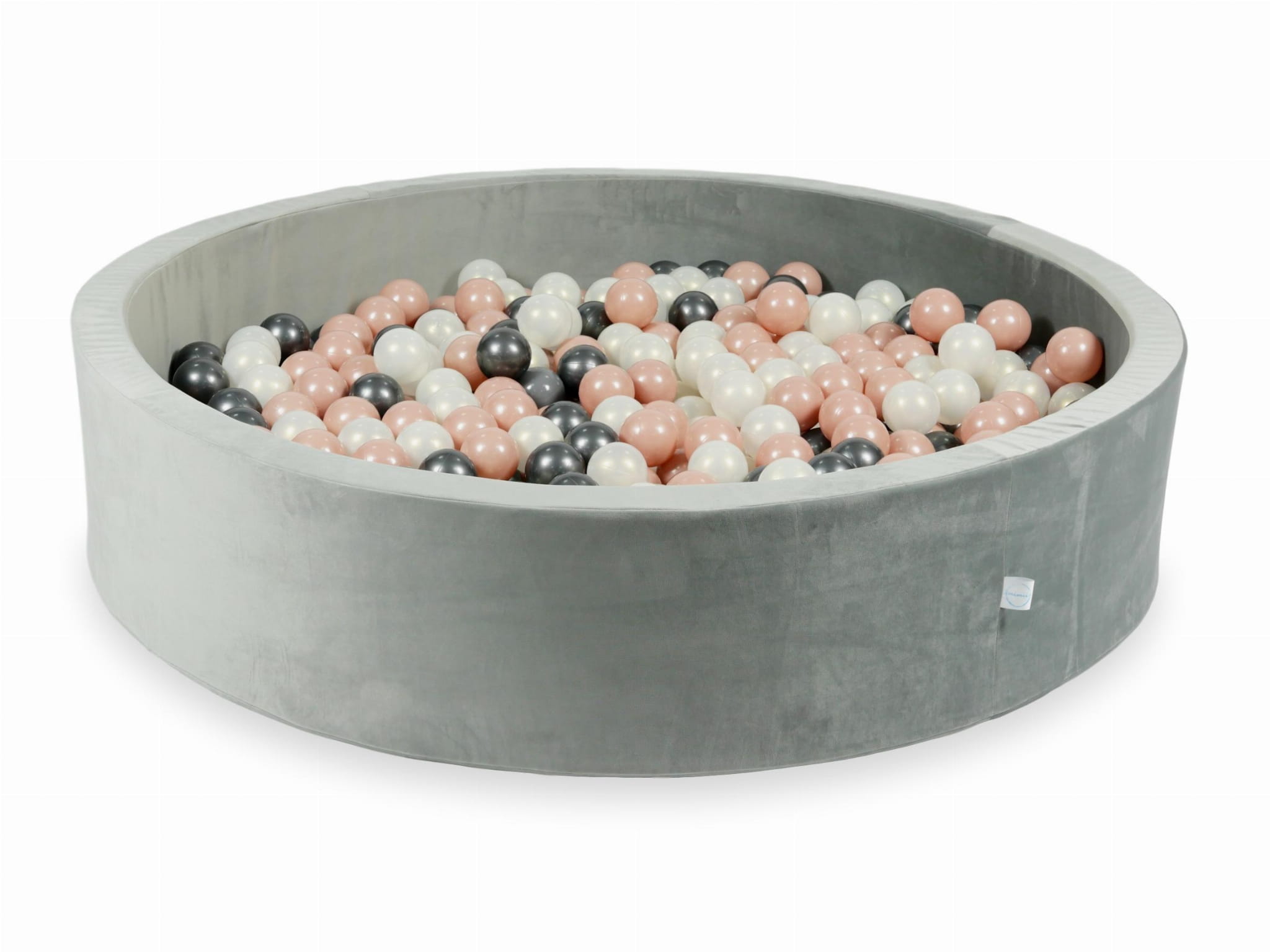 130x30 Samtgraues Bällebad mit 600 Bällen (Roségold, Metallic-Graphit, irisierend)
