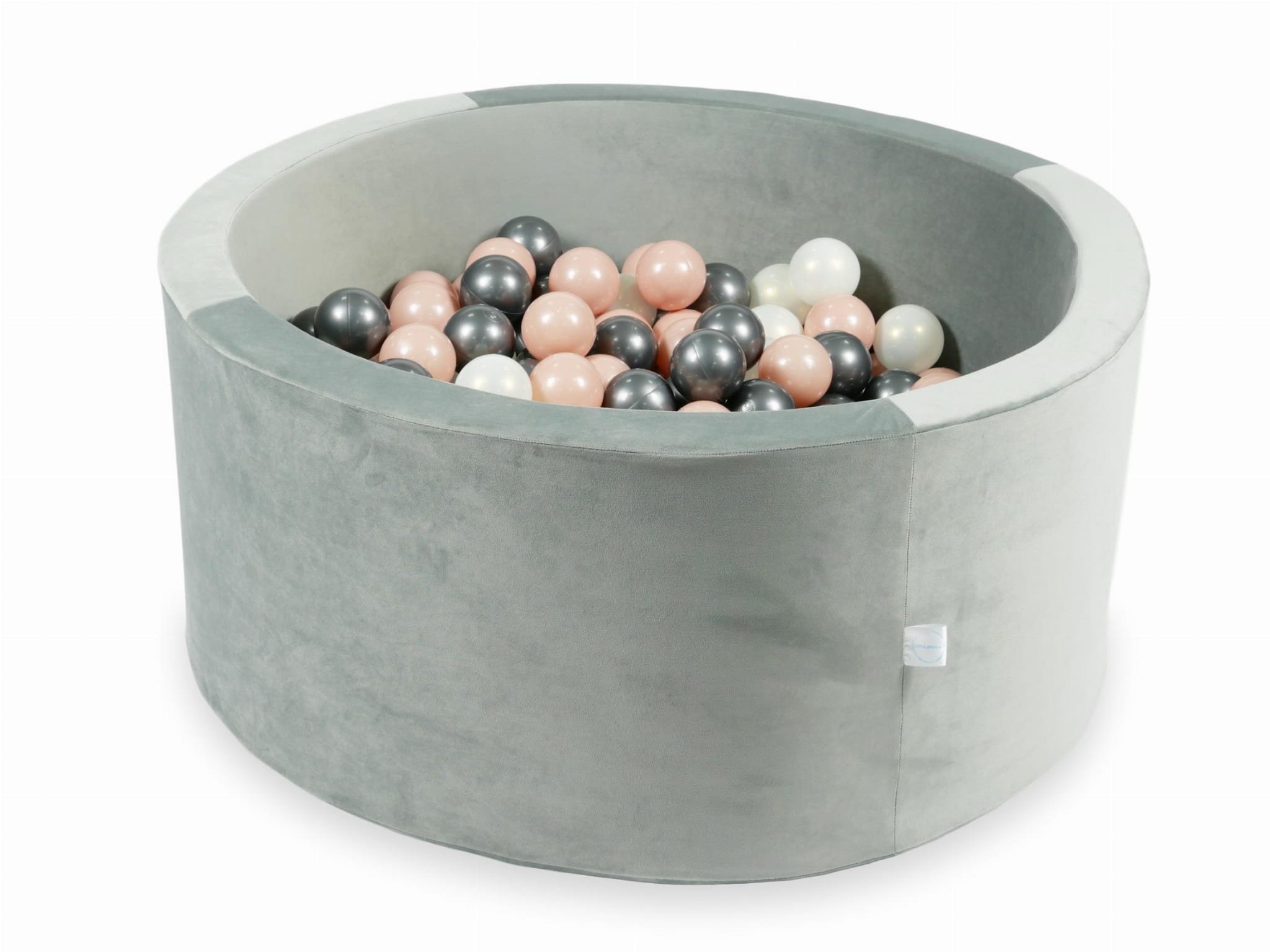 90x40 Samtgraues Bällebad mit 300 Bällen (Roségold, Metallic-Graphit, irisierend)