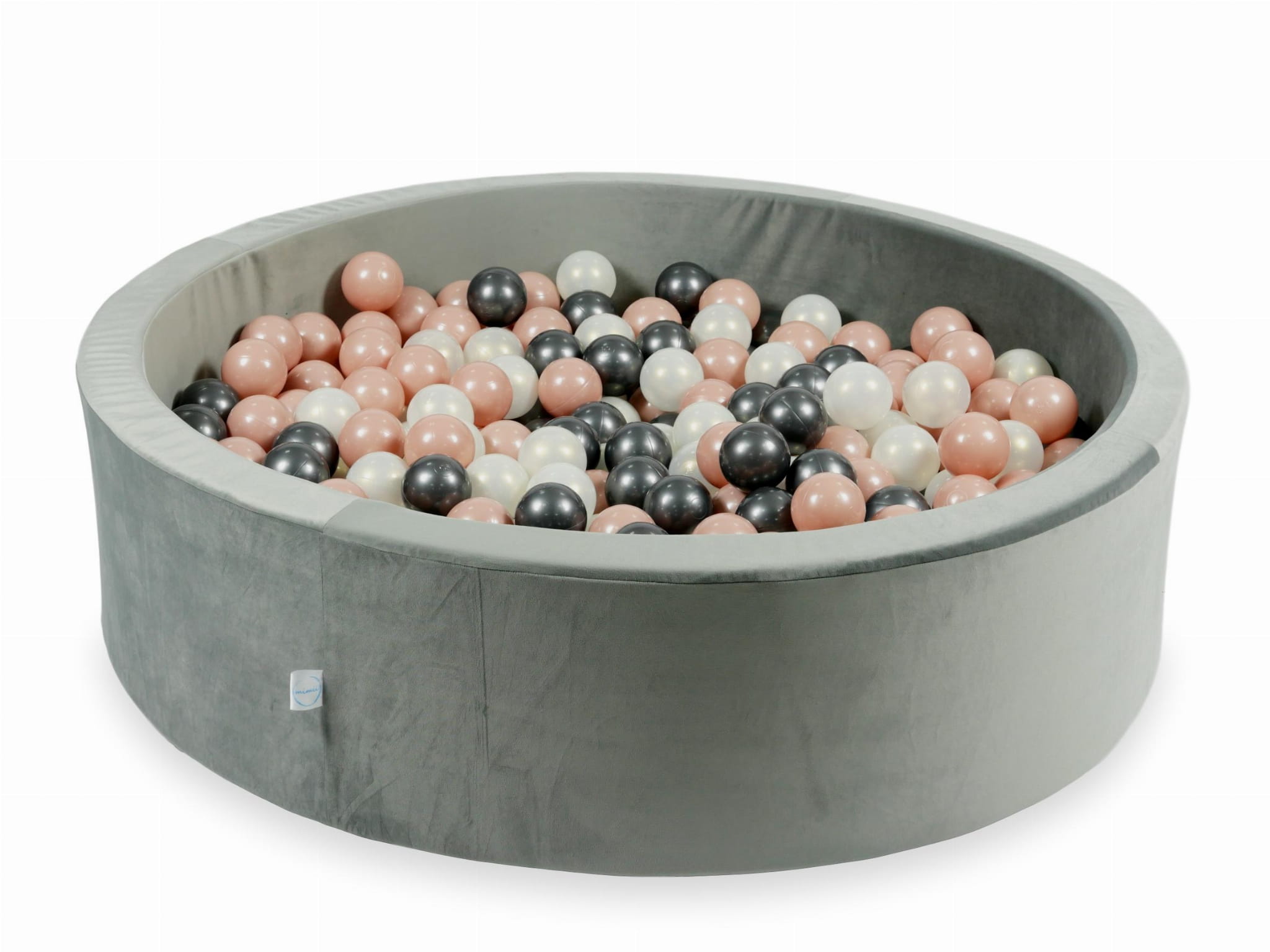 110x30 Samtgraues Bällebad mit 400 Bällen (Roségold, Metallic-Graphit, irisierend)