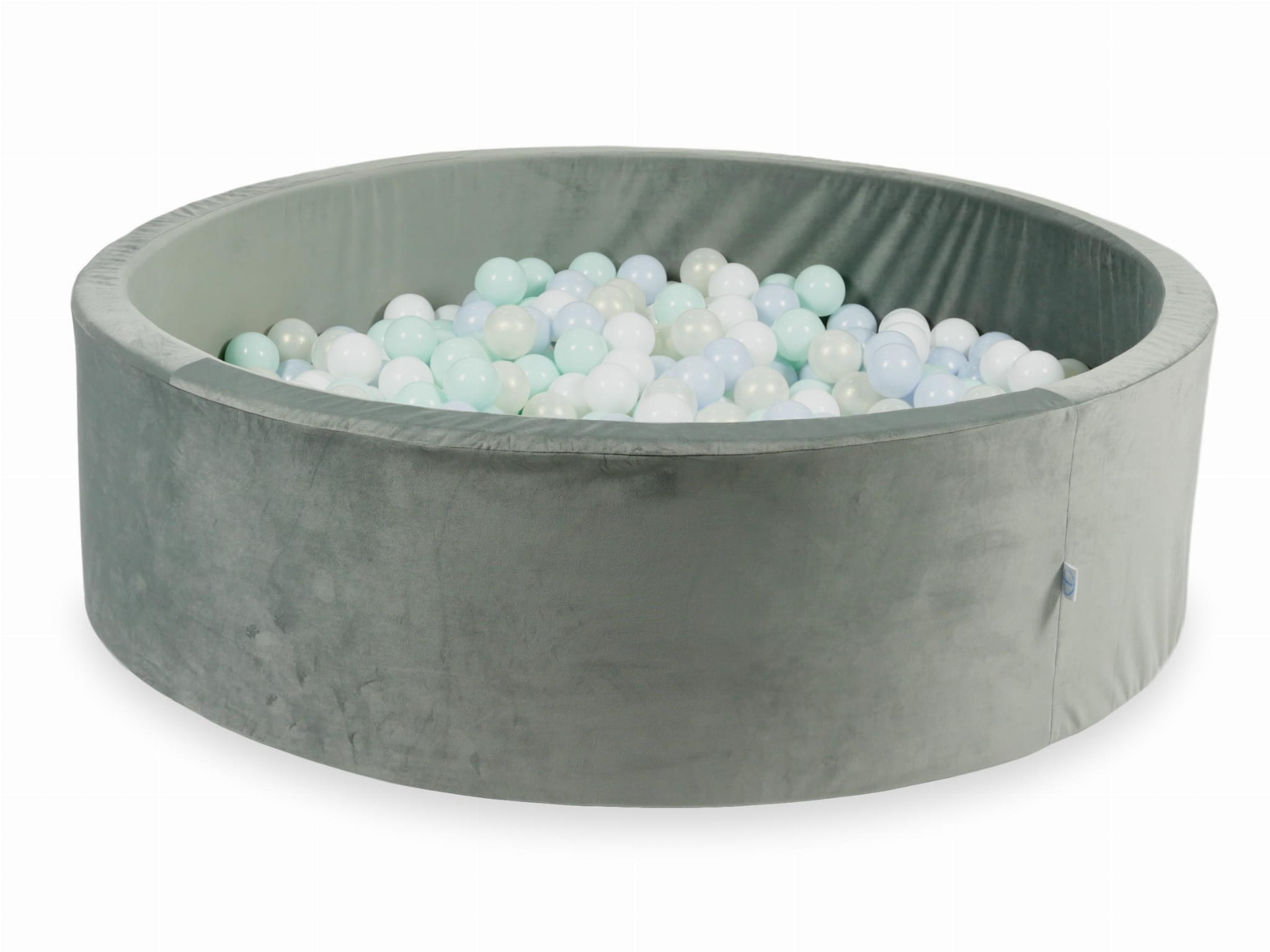 130x40 Samtgraues Bällebad mit 700 Bällen (Hellperlblau, Hellmint, Schimmernd, Weiß)