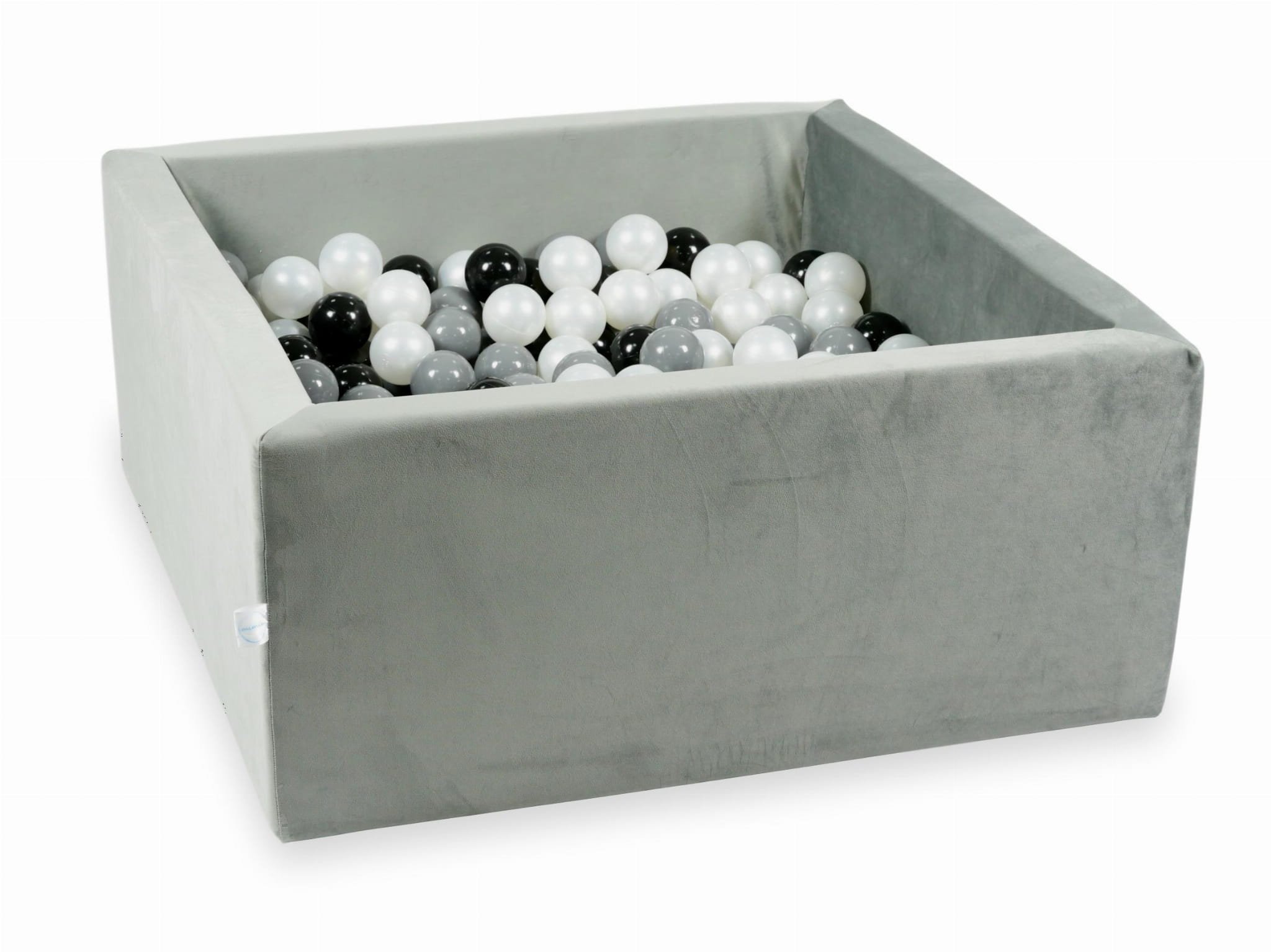 90x90x40 Samtgraues Bällebad mit 400 Bällen (Schwarz, Grau, Perlmutt)