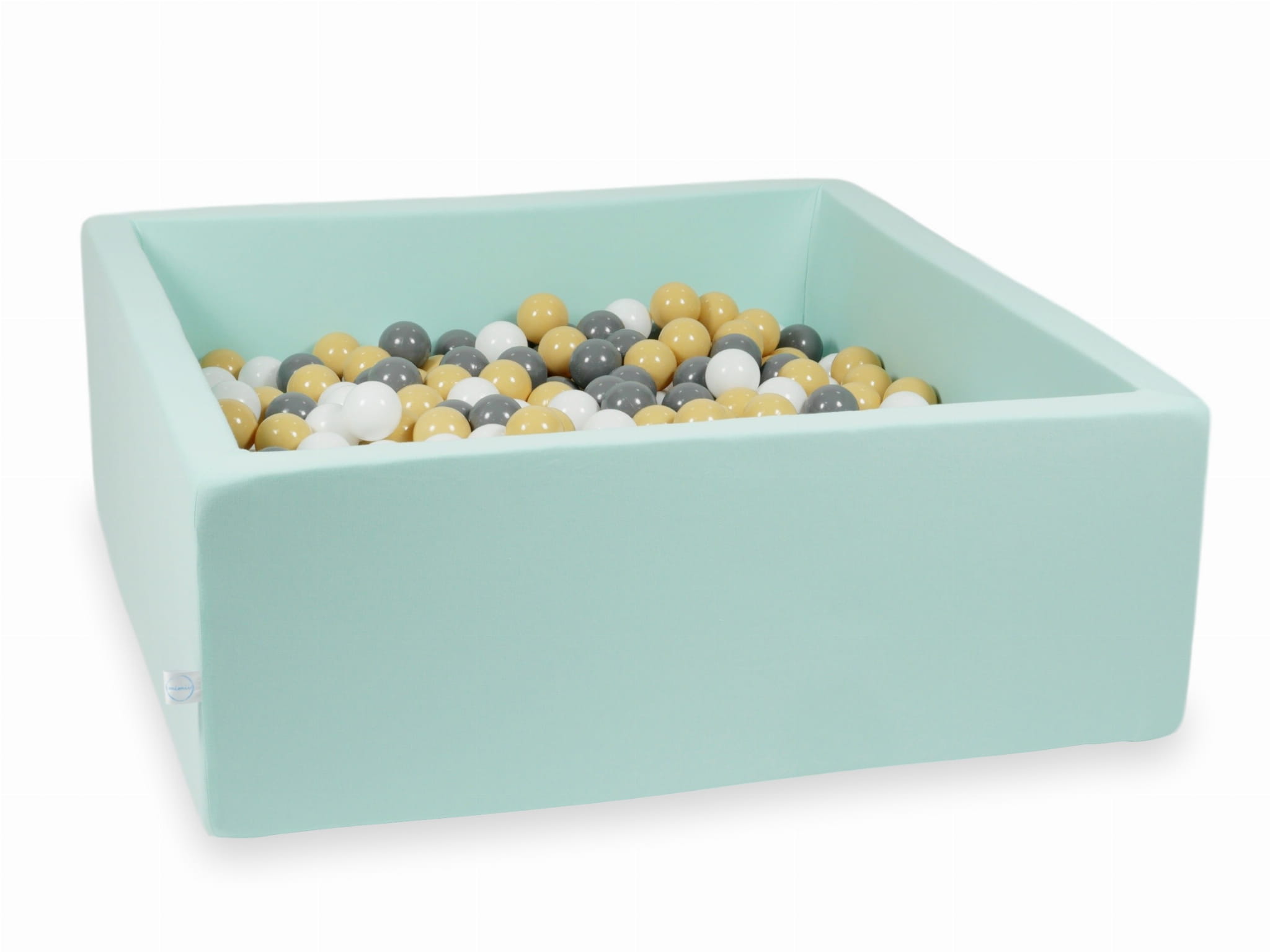 Bällebad 110x110x40 mintgrün mit 600 Bällen (beige, grau, weiß)