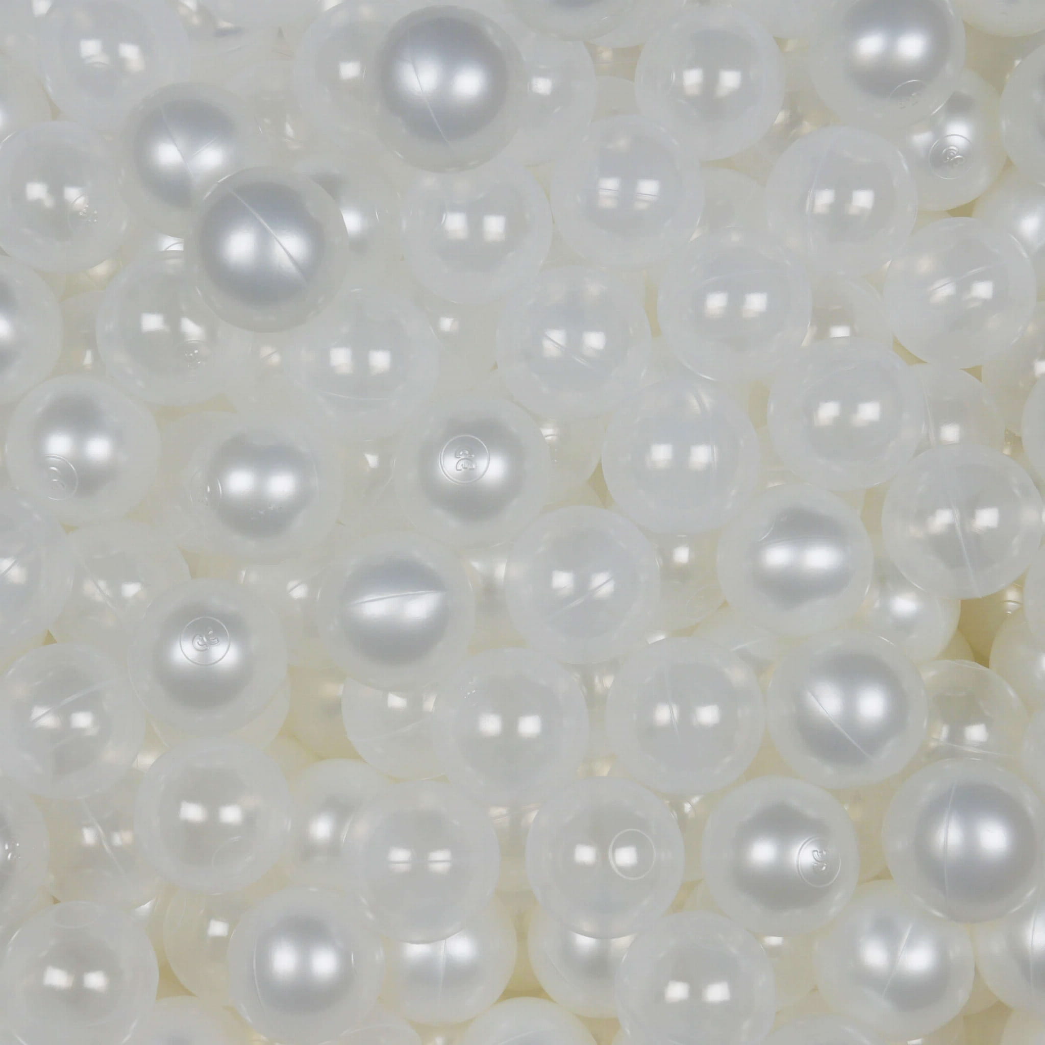 50 perlmuttfarbene Spielbälle, 7 cm Durchmesser, transparent