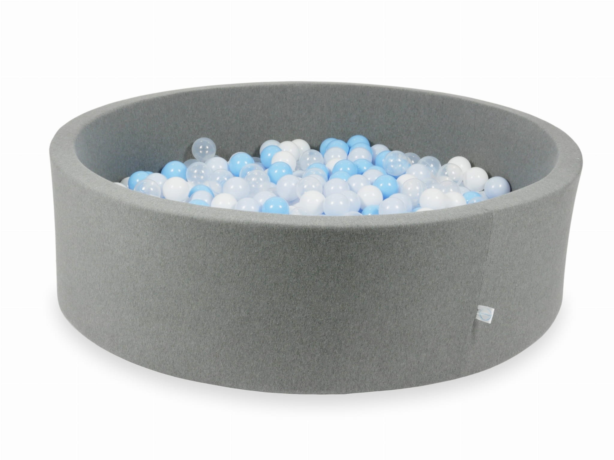 Graues Bällebad 130x40 mit 700 Bällen (transparent, weiß, hellblau, hellblau, hellperlmutt)