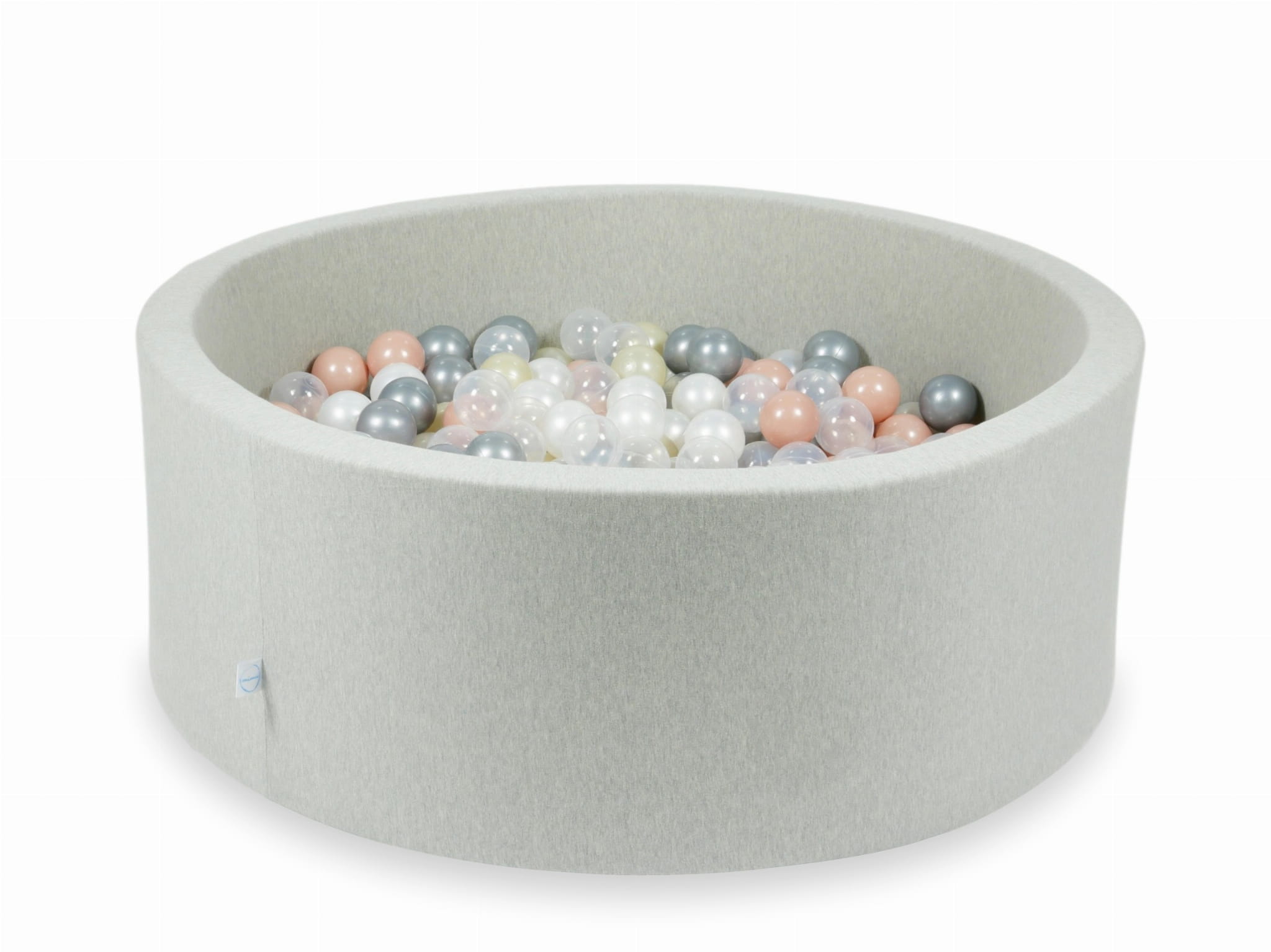 110x40cm hellgraues Bällebad mit 500 Bällen (transparent, perlmuttfarben, silber, hellrosa, hellgold)