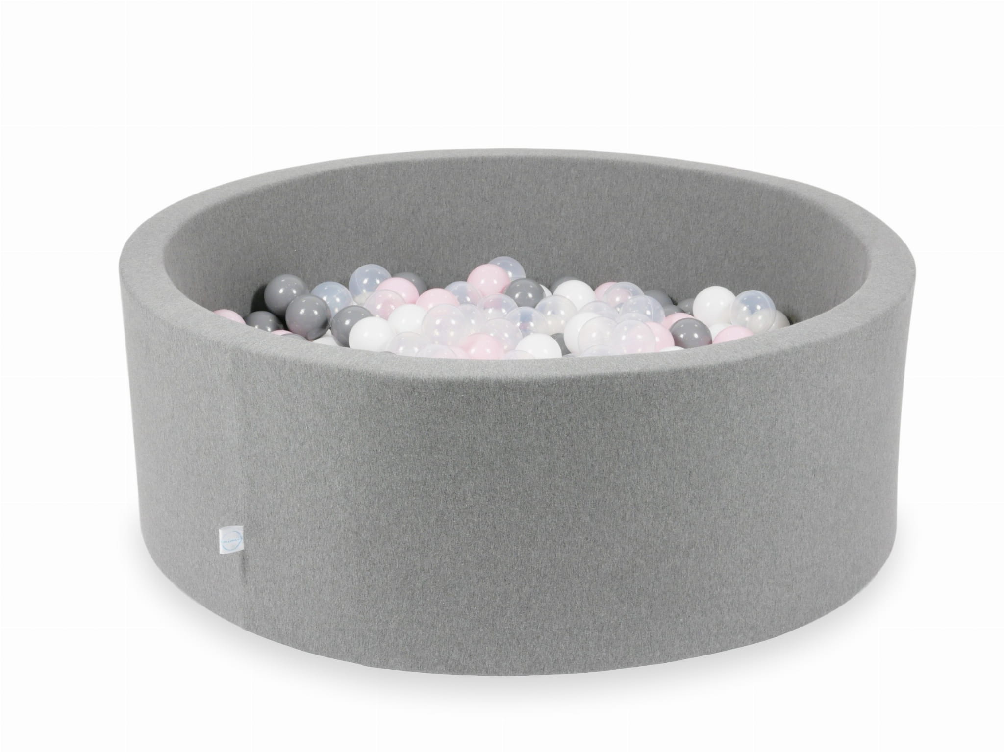 110x40 graues Bällebad mit 500 Bällen (transparent, weiß, grau, hellrosa)