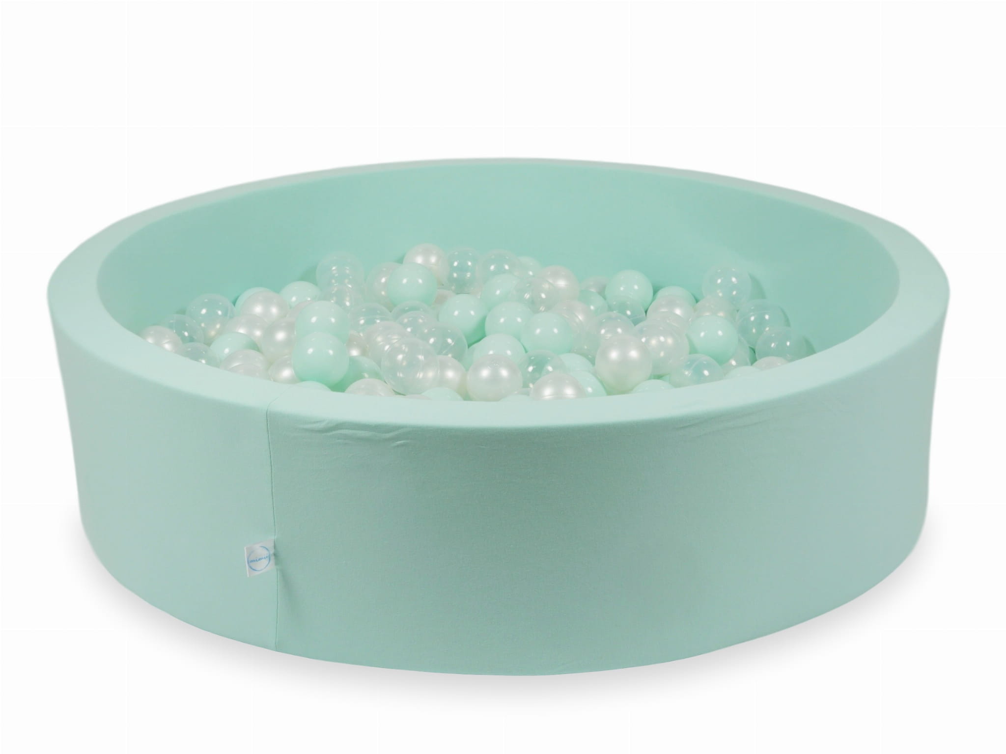 Bällebad 110x30 mintgrün mit 400 Bällen (transparent, perlmuttfarben, hellmintgrün)