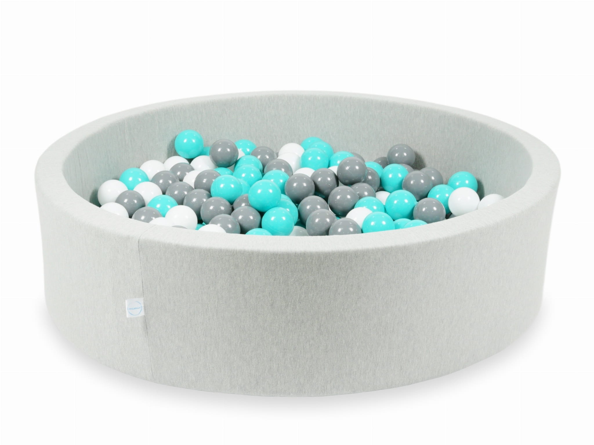 110x30 hellgraues Bällebad mit 400 Bällen (türkis, weiß, grau)