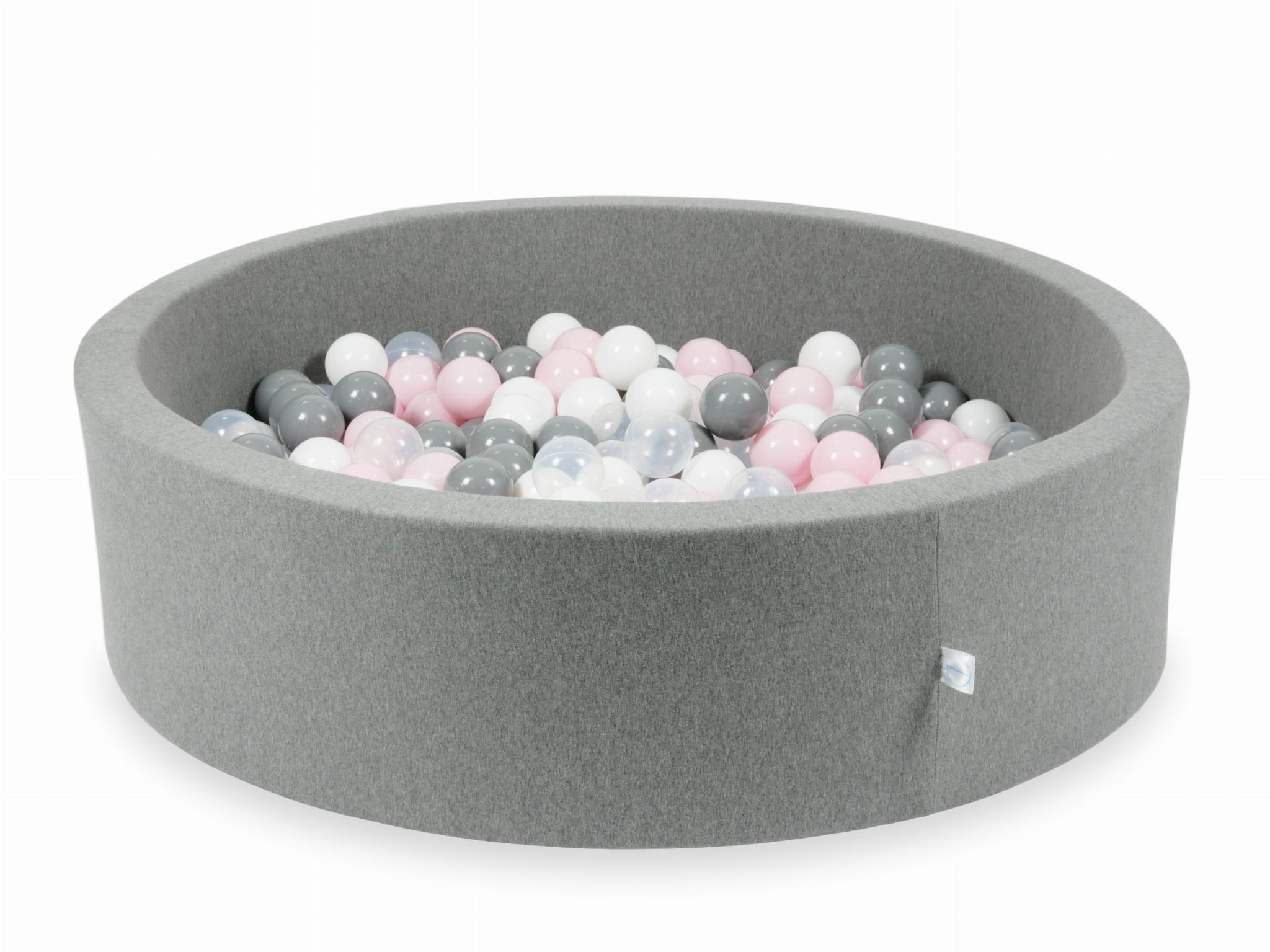 Graues Bällebad 110x30 mit 400 Bällen (transparent, weiß, grau, hellrosa)