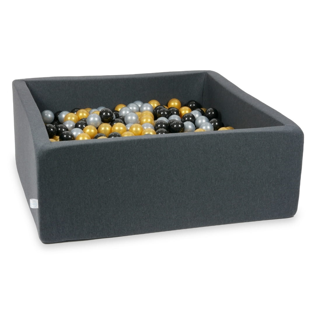 Bällebad 110x110x40 Graphit mit 600 Bällen (silber, gold, schwarz)