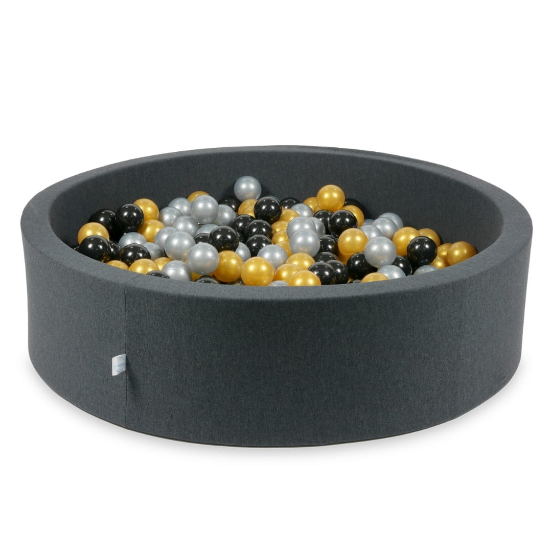 Bällebad 110x30 Graphit mit 400 Bällen (silber, gold, schwarz)