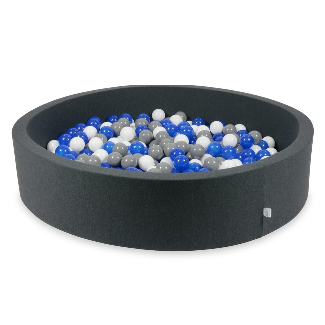 Bällebad 130x30 Graphit mit 600 Bällen (blau, weiß, grau)