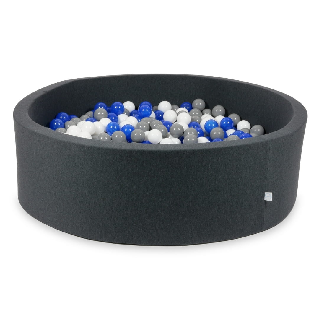 Bällebad 130x40 Graphit mit 700 Bällen (blau, weiß, grau)